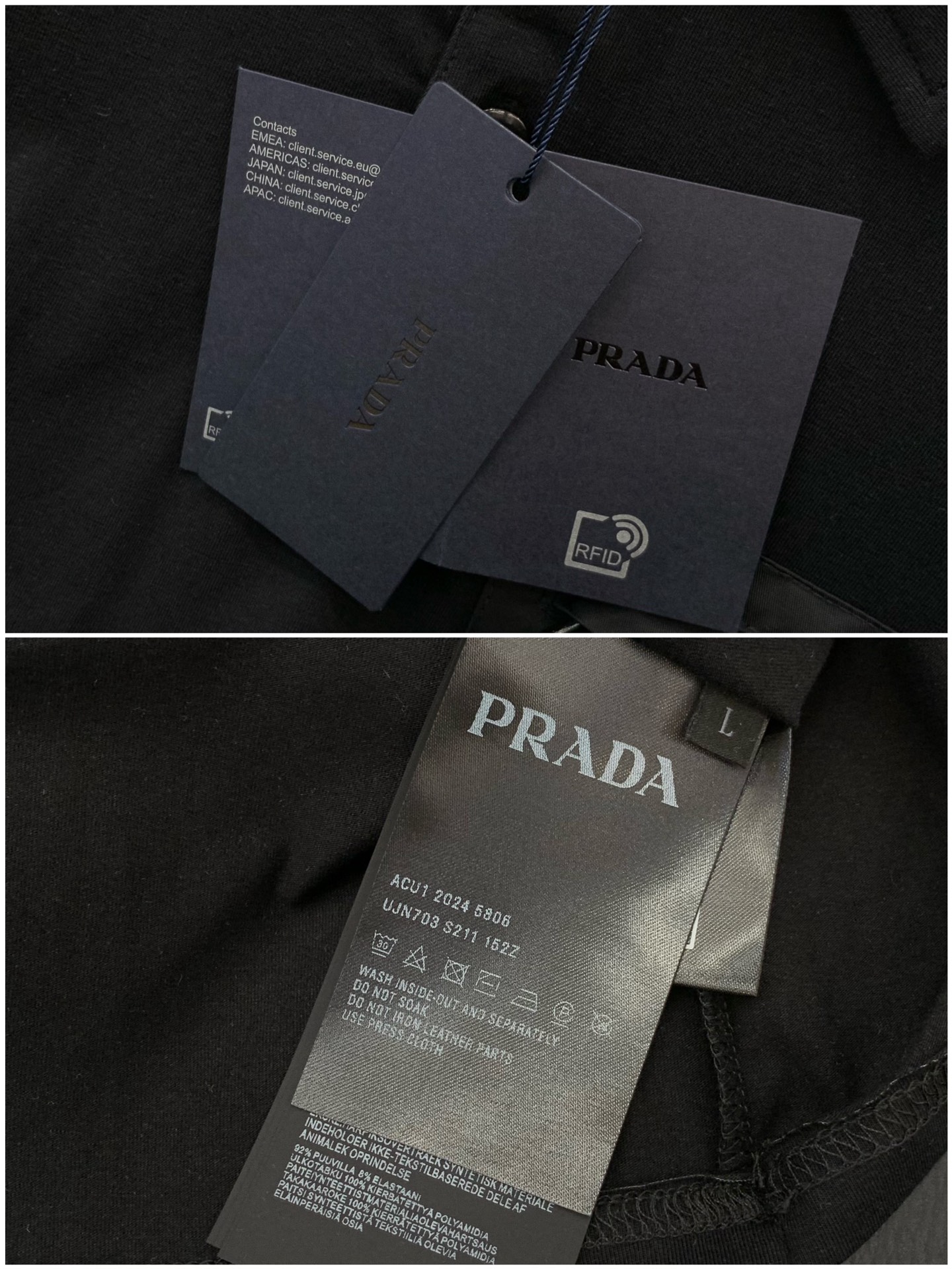 ，PRADA 普拉达，夏季最新品，专柜同步有售，时尚休闲翻领短袖T恤，进口原版面料，做工极为复杂，唯一可
