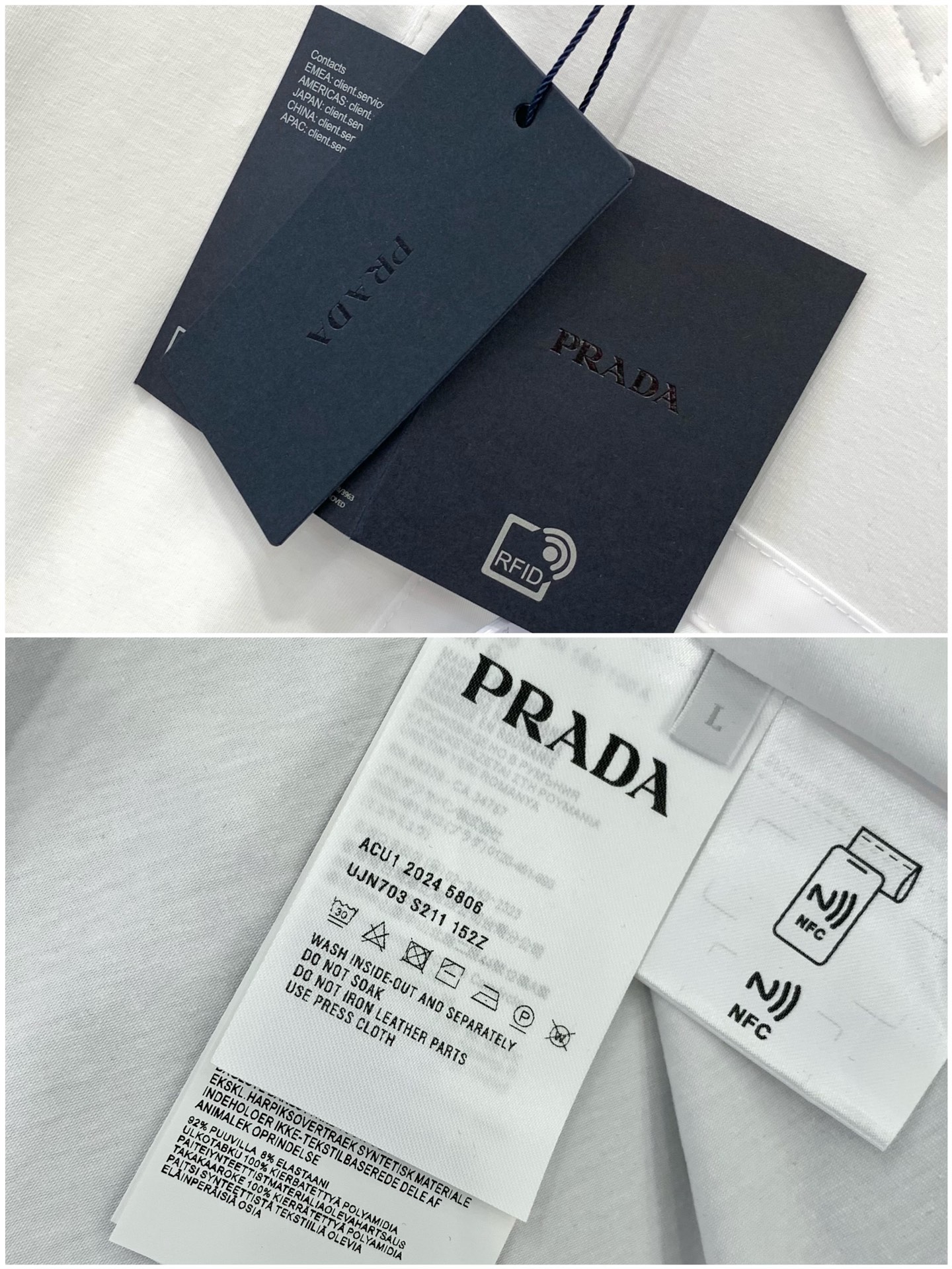 ，PRADA 普拉达，夏季最新品，专柜同步有售，时尚休闲翻领短袖T恤，进口原版面料，做工极为复杂，唯一可