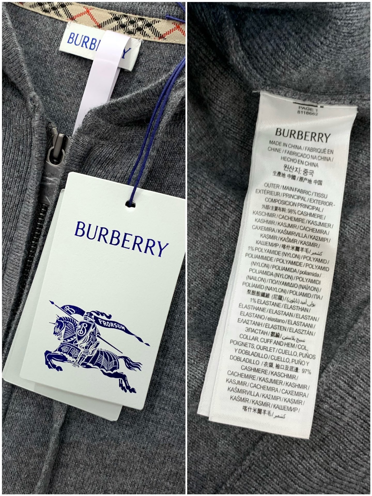 ，Burberry 巴宝莉，2026春季最新品，专柜同步有售，原单狠货，时尚休闲连帽针织开衫毛衣，进口原