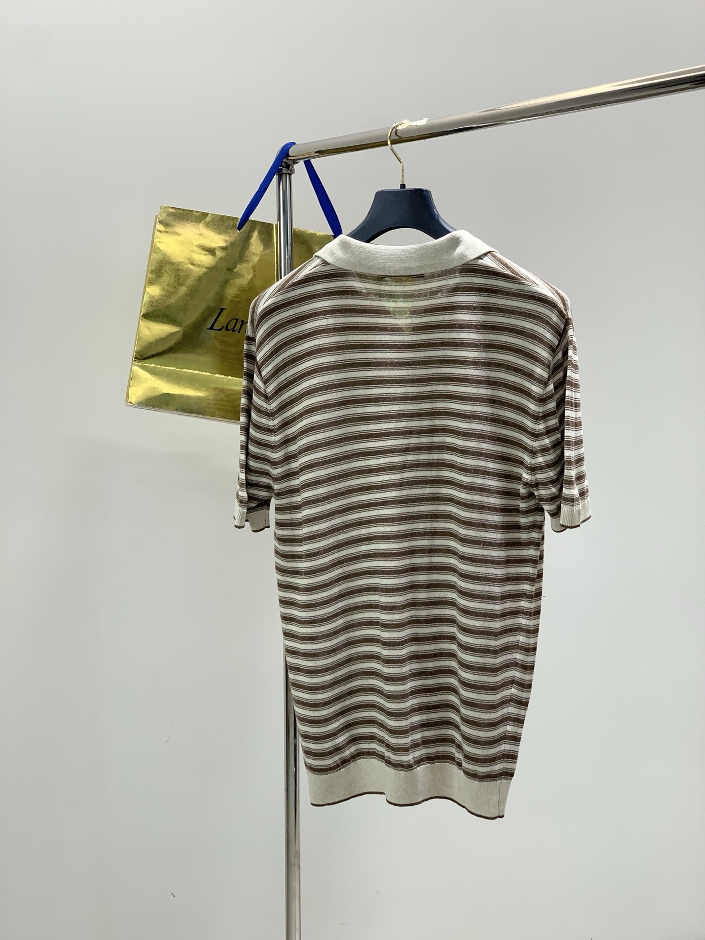 ，BC翻领咖啡色针织衫材质 亚麻混纺尺码M-3XL尺寸	M	   L	      XL	    2XL	