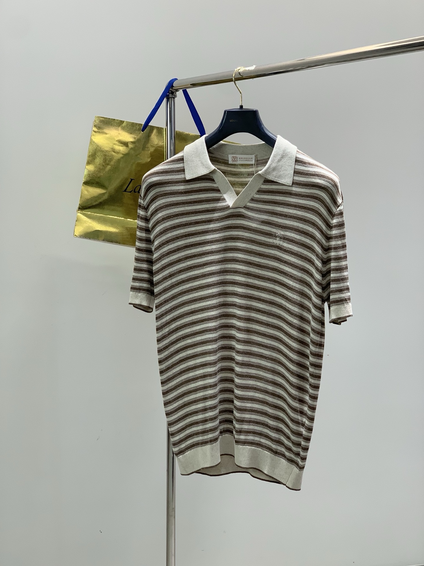 ，BC翻领咖啡色针织衫材质 亚麻混纺尺码M-3XL尺寸	M	   L	      XL	    2XL	