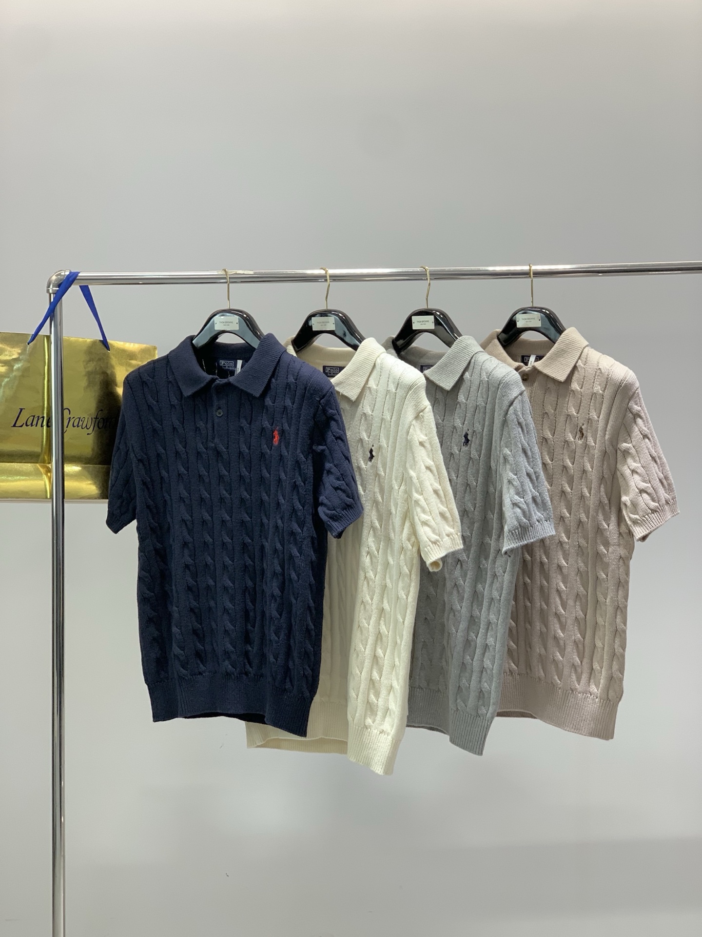 ，Ralph Lauren 拉夫劳伦，2026春季新品，时尚休闲翻领针织短袖毛衣，采用进口原版面料，精致