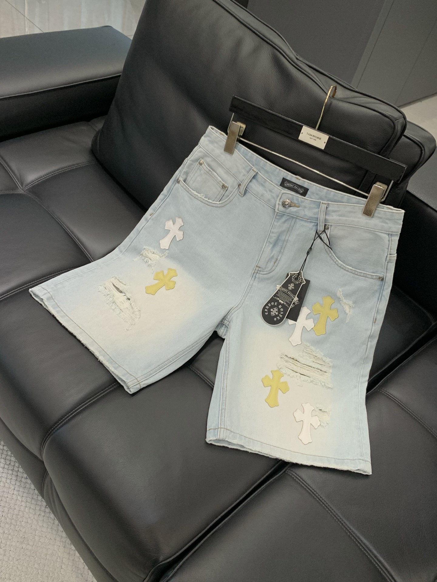 Chrome Hearts 克罗心牛仔短裤 牛仔短裤 ，男女同款式材质 牛仔布 尺码M-2XL