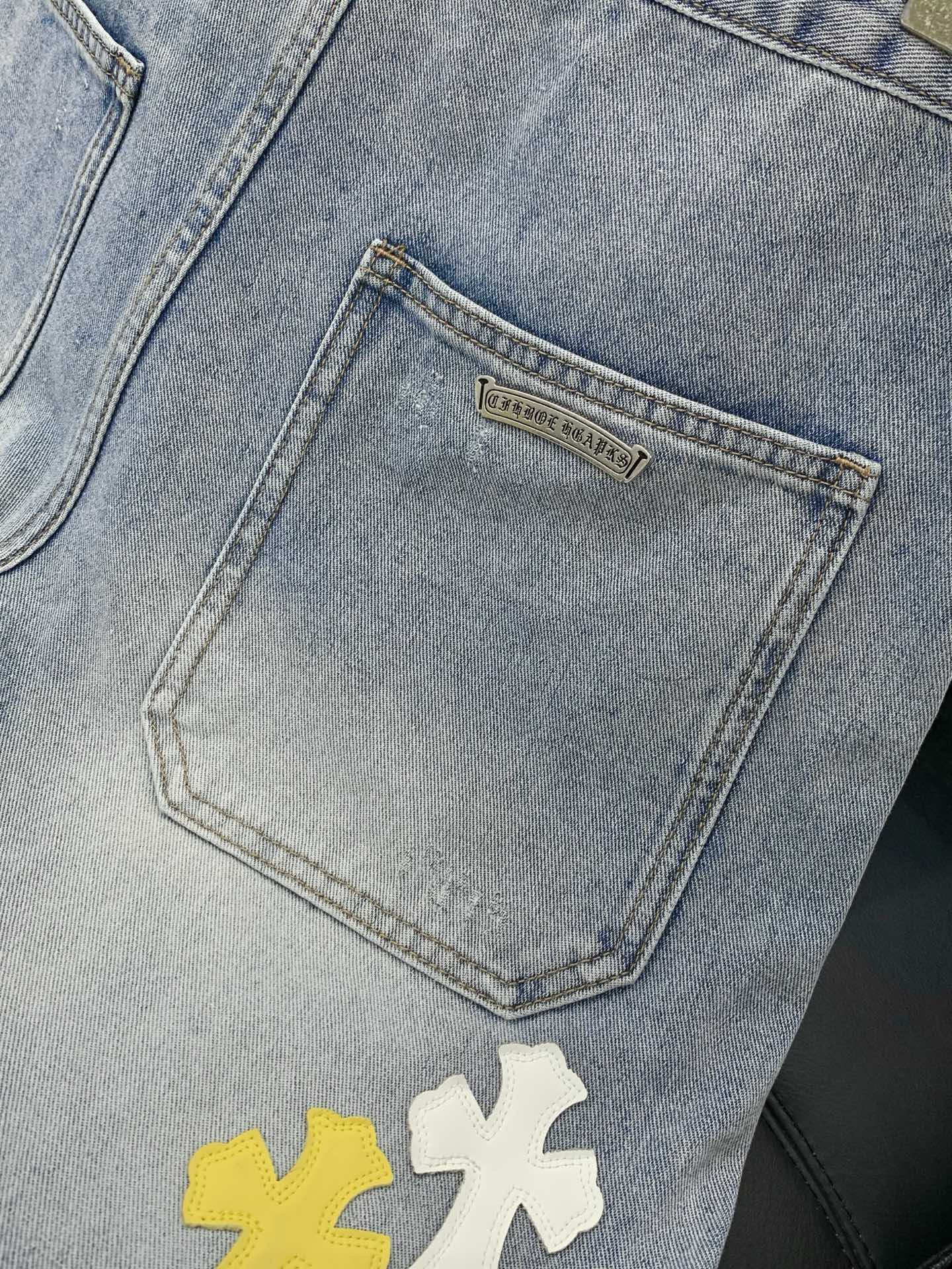 Chrome Hearts 克罗心牛仔短裤 牛仔短裤 ，男女同款式材质 牛仔布 尺码M-2XL