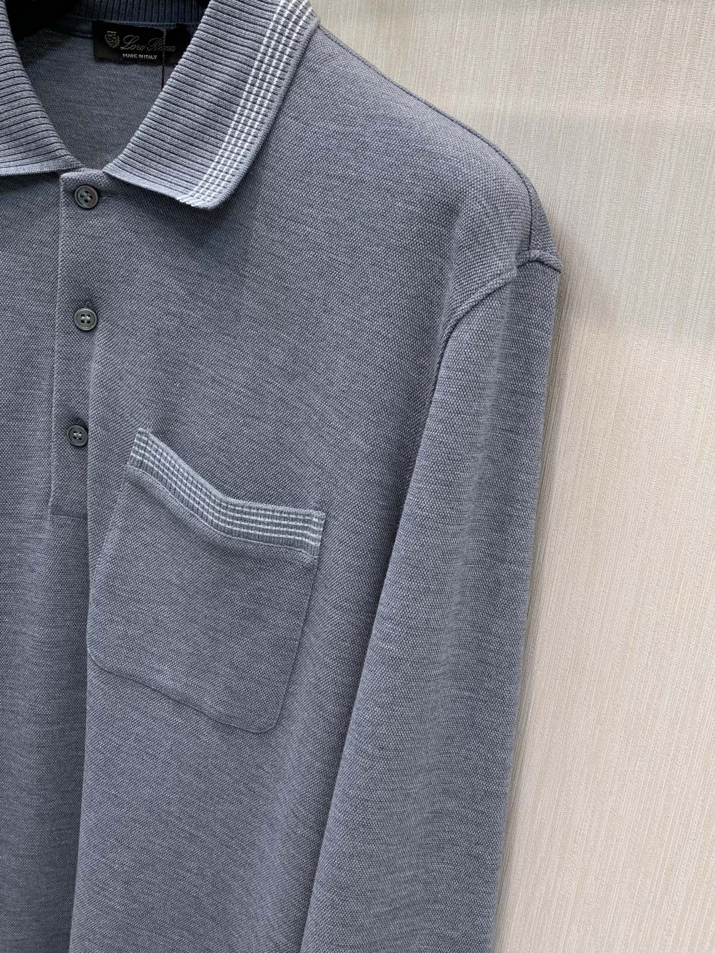 ,Loro Piana 新款灰色长袖 面料成份: 40%棉30%莫代尔20%腈纶10%羊毛 新款细腻易打理羊毛男士翻领 ,Loro Piana 新款灰色长袖 面料成份: 40%棉30%莫代尔20%腈纶10%羊毛 新款细腻易打理羊毛男士翻领