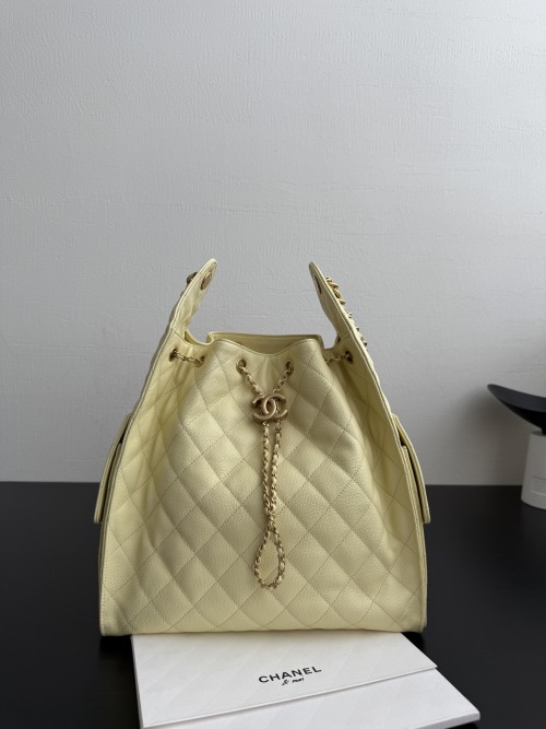 Chanel 25S Yellow Caviar Leather Drawstring Bucket Hobo Bag, Medium 1 Chanel 25S Yellow Caviar Leather Drawstring Bucket Hobo Bag, Medium