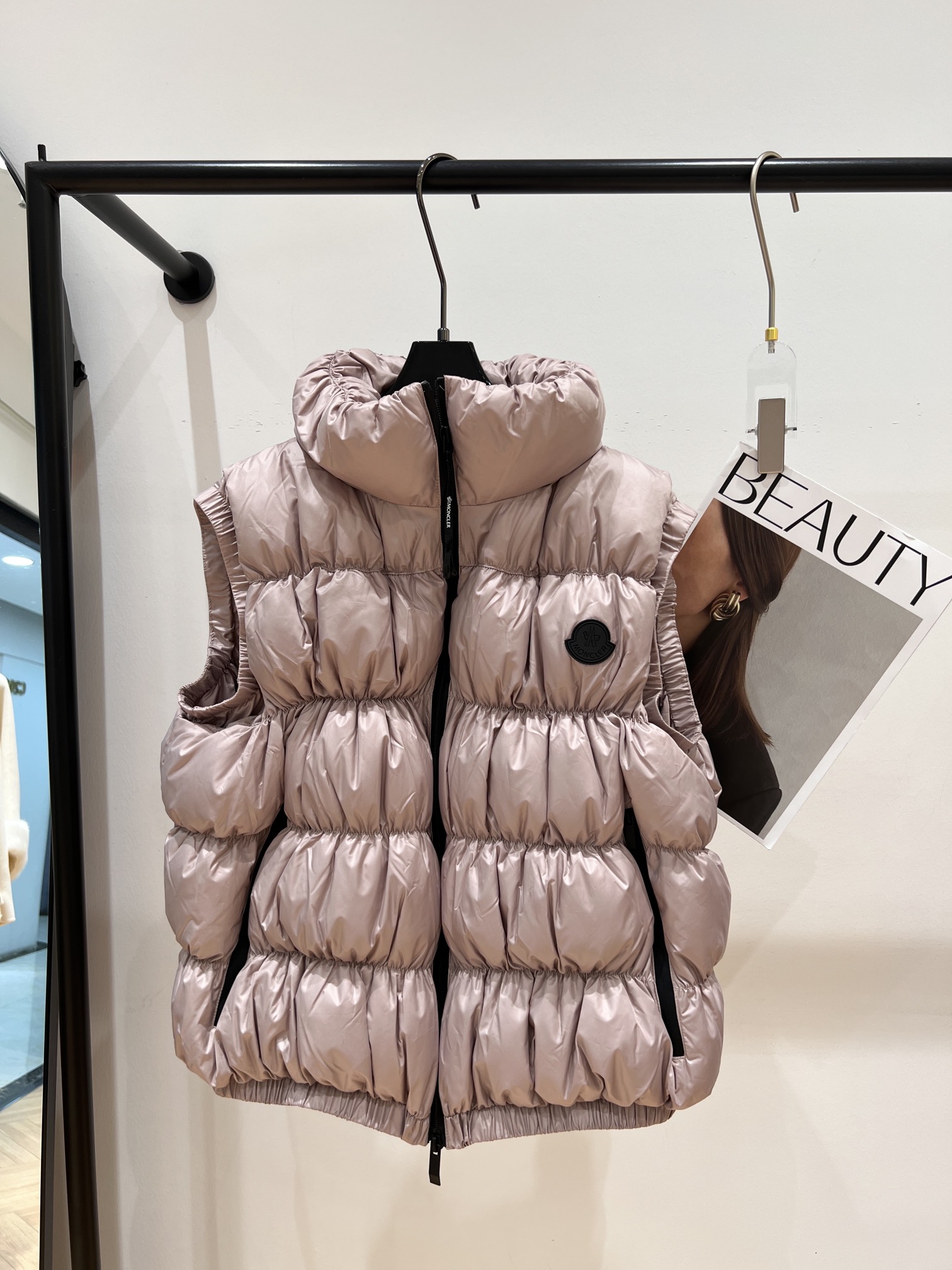 Moncler Abbigliamento Gilet Rosa Bianco Giù d’oca bianca Collezione Autunno/Inverno