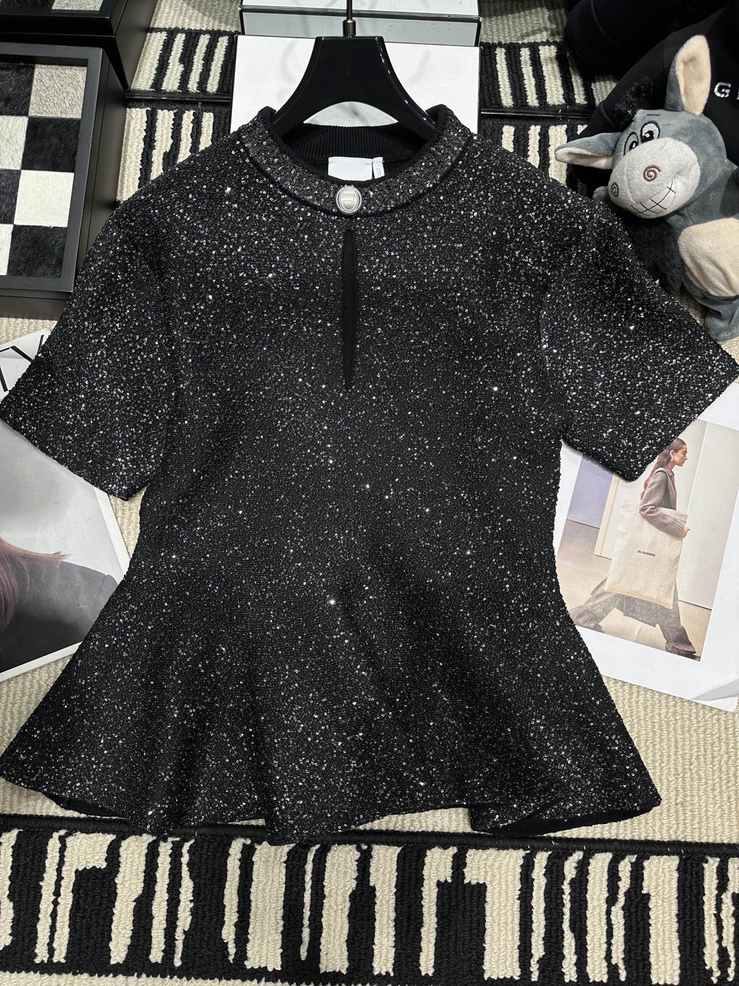 Dior Black Short Sleeve Peplum Top
