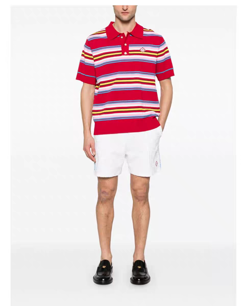 CASABLANCA polo de punto de manga corta con rayas rojas para hombre, tallas S.M.L.