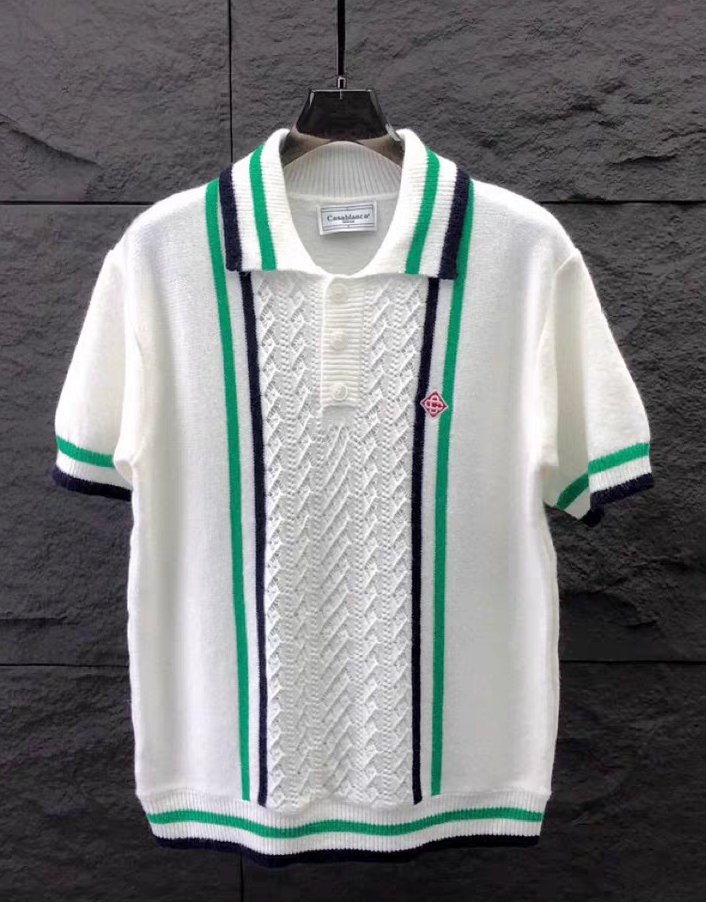 CASABLANCA polo de punto con letras bordadas en rayas de colores, tallas S.M.L.XL