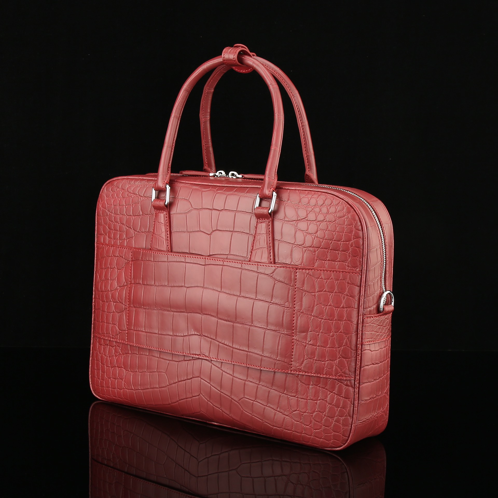 实拍图📸 国产 雾面鳄鱼肚皮🐊🐊公文包💼⚠️纯钢五金 ⚠️【内里配头层牛皮】 尺寸 39*28*9