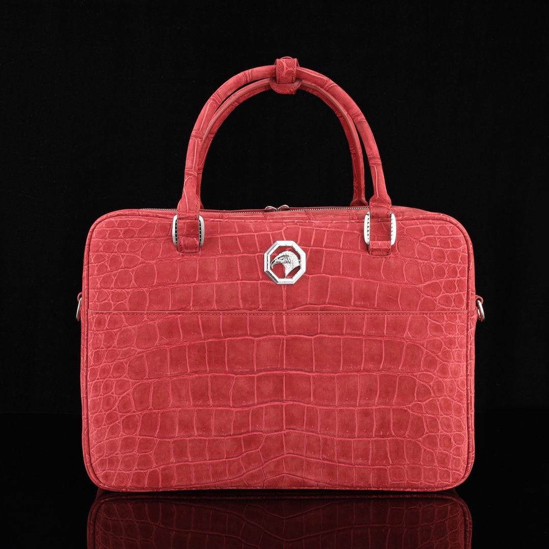 实拍图📸 国产磨砂鳄鱼肚皮🐊🐊公文包💼⚠️纯钢五金 ⚠️【内里配头层牛皮】 尺寸 39*27*14