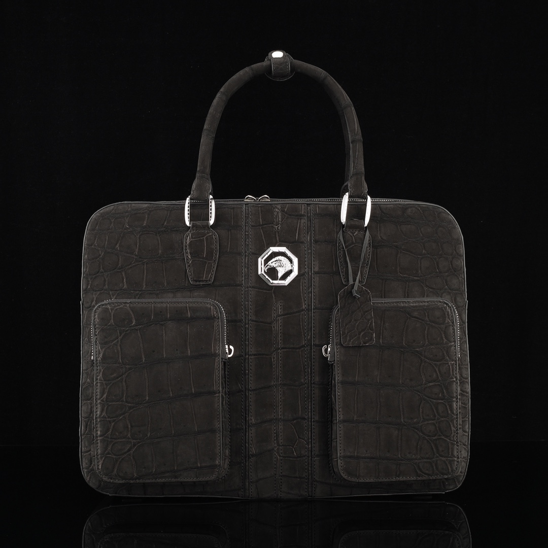 实拍图📸 国产磨砂鳄鱼肚皮🐊🐊公文包💼⚠️纯钢五金 ⚠️【内里配头层牛皮】 尺寸 39*30*10