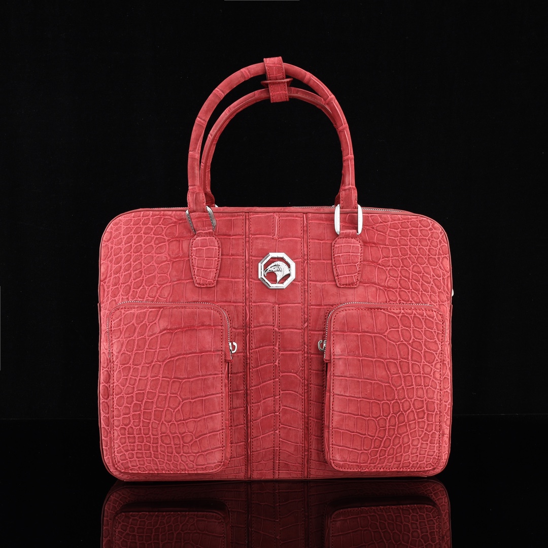 实拍图📸 国产磨砂鳄鱼肚皮🐊🐊公文包💼⚠️纯钢五金 ⚠️【内里配头层牛皮】 尺寸 39*30*10