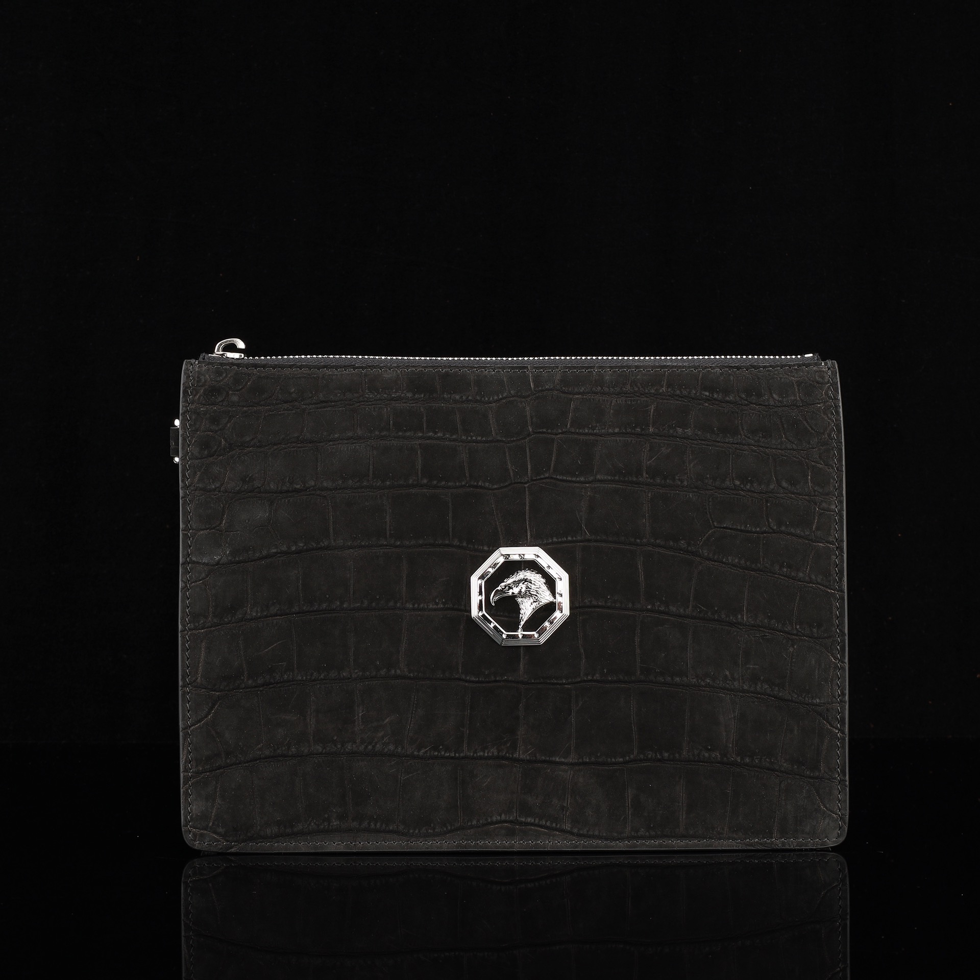 水染尼罗磨砂鳄鱼肚皮🐊🐊 大牌同款夹包配不锈钢五金😎 【内里配头层牛皮】尺寸 27*20*4