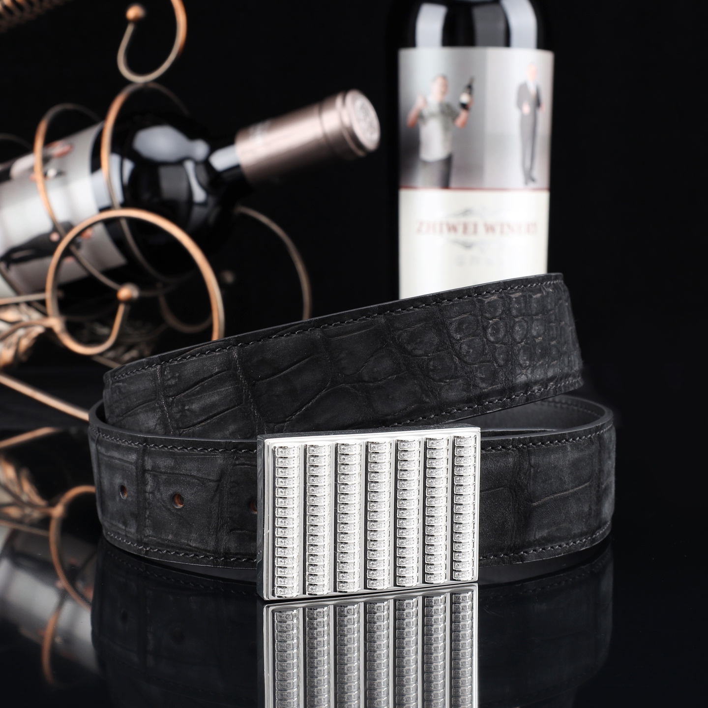 水染尼罗磨砂皮🙏A级🙏奢华高贵🎉上档次🎉鳄鱼肚皮出货🎉[胜利]转图大卖[闪电][玫瑰][闪电][玫瑰]搭配24k史蒂芬鹰头镀金扣🌹宽度:3.8cm⚡🌹长度100-125cm  P001880