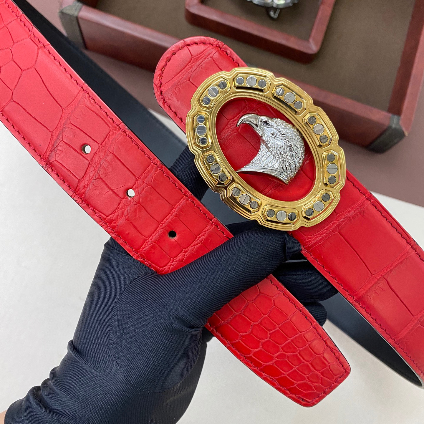 水染雾面🙏A级🙏奢华高贵🎉上档次🎉鳄鱼肚皮出货🎉[胜利]转图大卖[闪电][玫瑰][闪电][玫瑰]搭配史蒂芬鹰头手工镶钻玫瑰]宽度:3.8cm⚡🌹长度100-125cm 💰1380