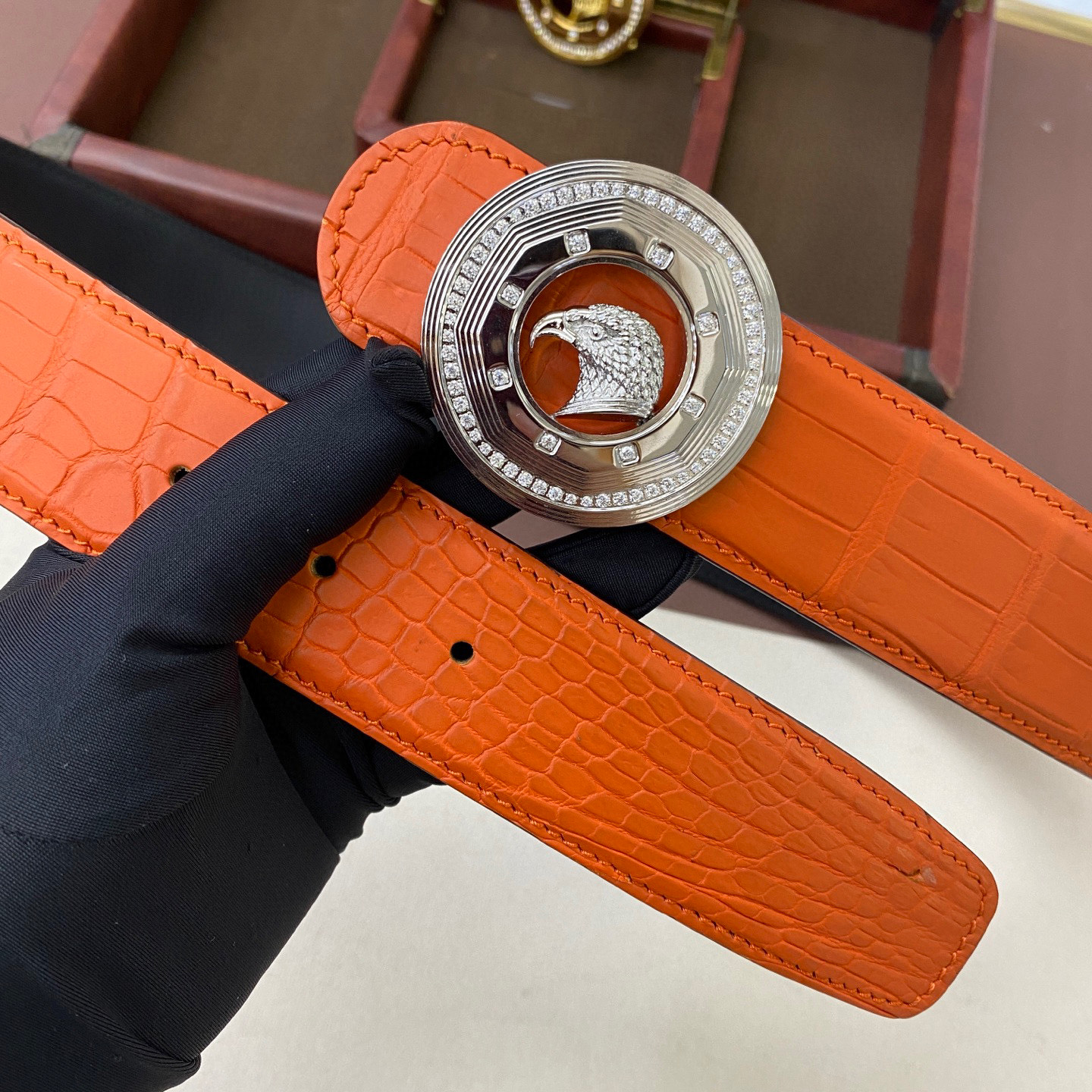 水染雾面🙏A级🙏奢华高贵🎉上档次🎉鳄鱼肚皮出货🎉[胜利]转图大卖[闪电][玫瑰][闪电][玫瑰]搭配史蒂芬鹰头手工镶钻玫瑰]宽度:3.8cm⚡🌹长度100-125cm 💰1380