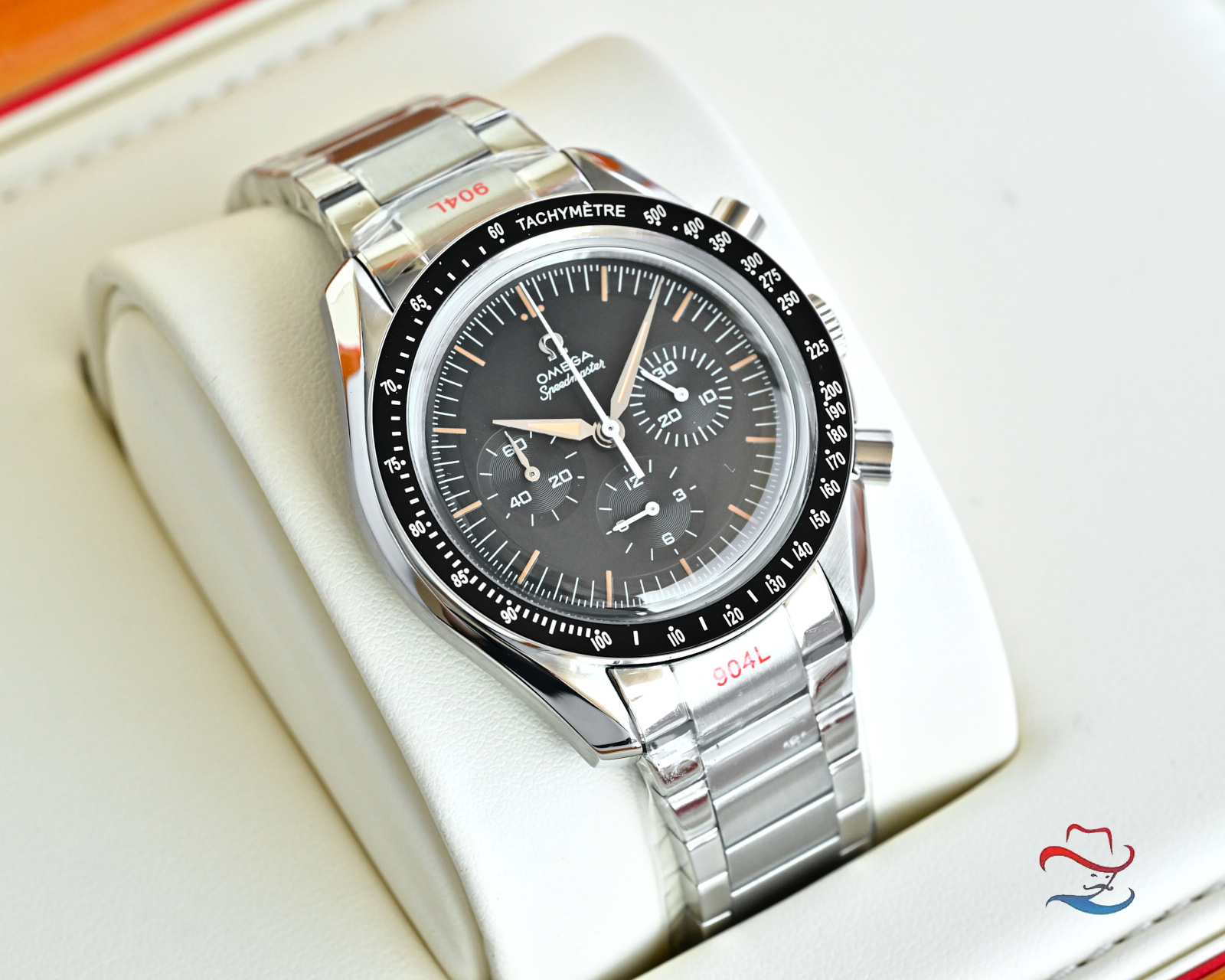 Omega Speedmaster Professional Moonwatch stainless steel case, black tachymeter bezel, black dial, black leather strap 42mm Men's Mechanical