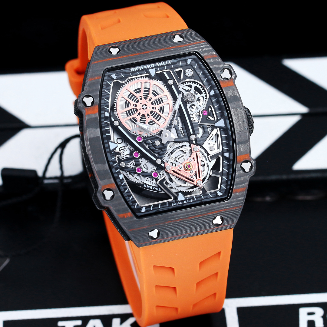 Richard Mille RM 27-05 Flying Tourbillon Rafael Nadal cassa bianca, quadrante scheletrato nero, cinturino bianco 37mm Meccanico da uomo
