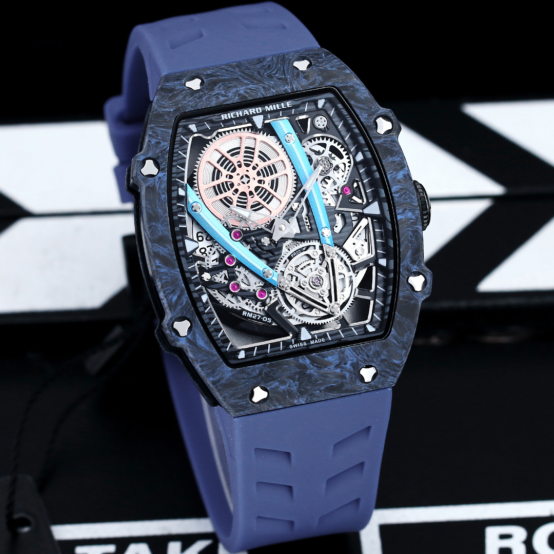 Richard Mille RM 27-05 Flying Tourbillon Rafael Nadal cassa bianca, quadrante scheletrato nero, cinturino bianco 37mm Meccanico da uomo