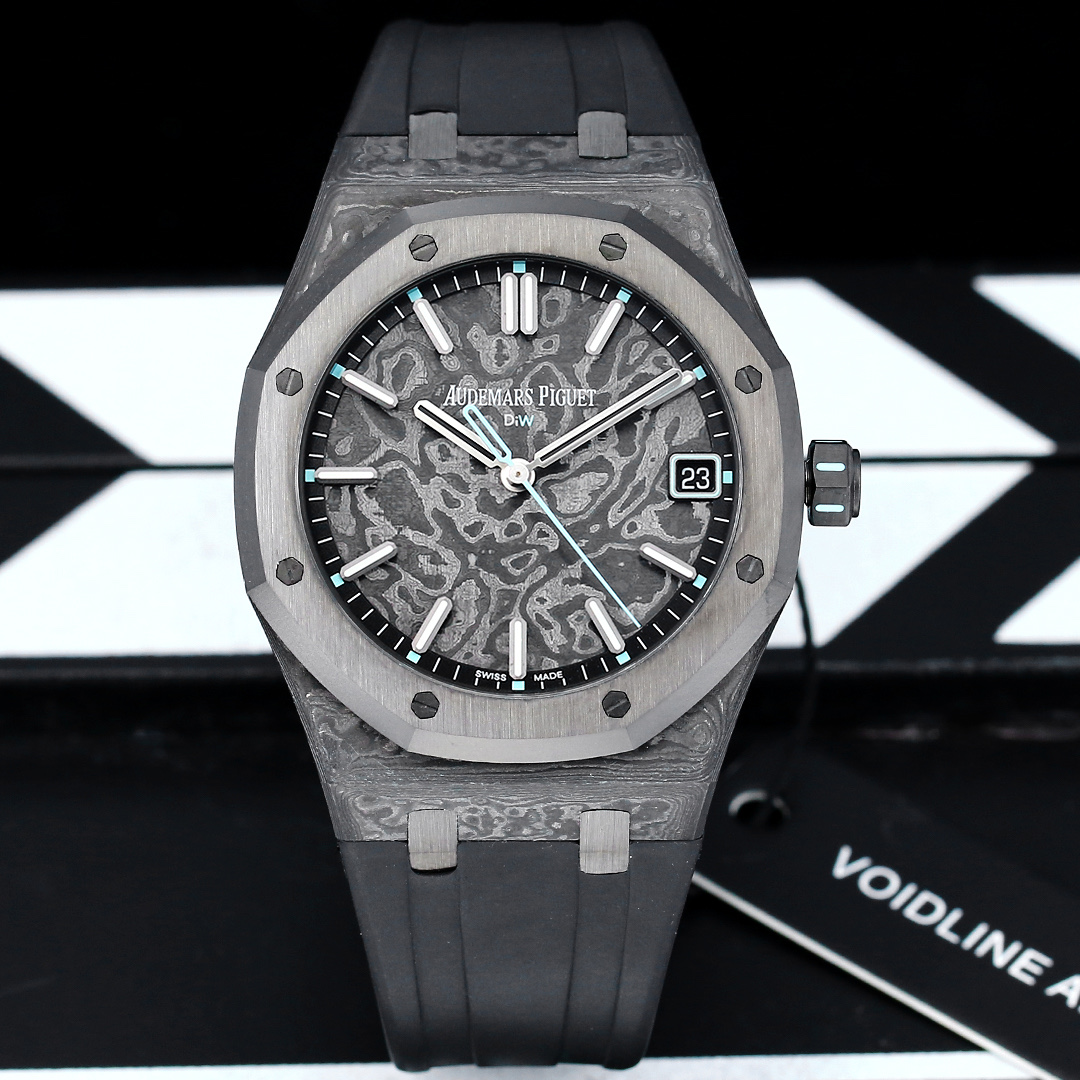 Audemars Piguet Royal Oak 15500 DiW gray carbon case and bezel gray patterned dial black rubber strap 41mm Men s Automatic | BUY WATCHES USA luxury watches