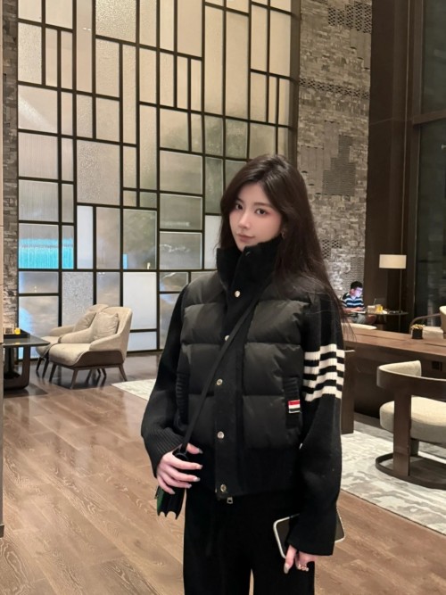 Thom Browne Inspired Knit Sleeve Puffer Jacket - Cropped Winter Coat 7 Thom Browne Inspired Knit Sleeve Puffer Jacket - Cropped Winter Coat