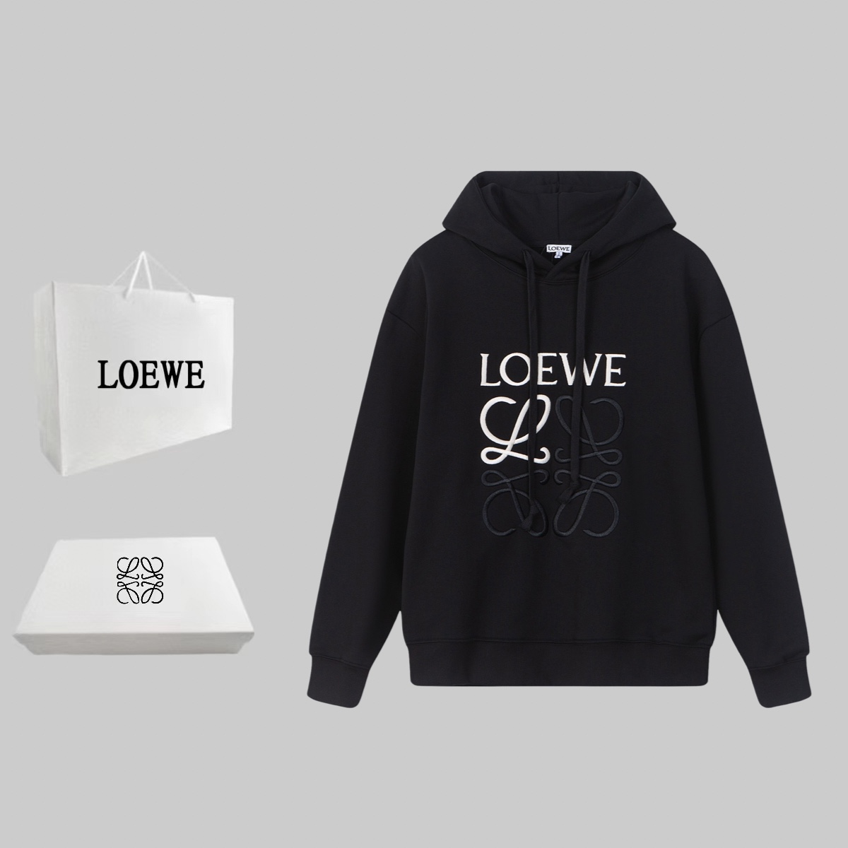 High-End Custom Loewe Home Embroidery Thongs: Top Quality, Oversize, Unisex, Black - 图片 1