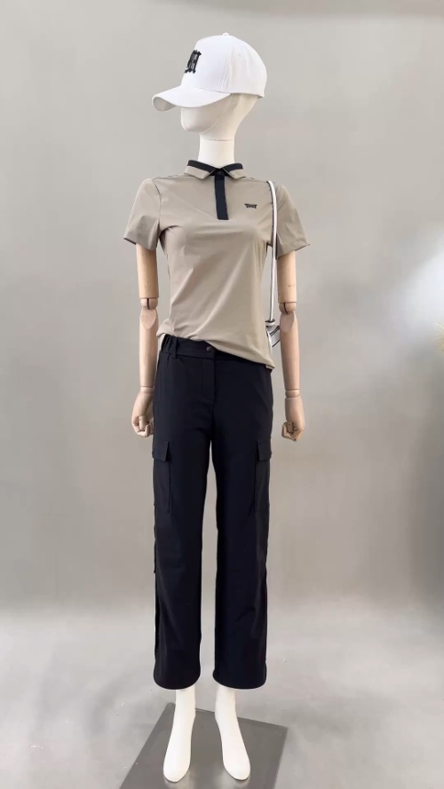 Women's Slim Fit Polo Shirt and Cargo Pants Set, Quick-Dry Fabric 1 Women's Slim Fit Polo Shirt and Cargo Pants Set, Quick-Dry Fabric