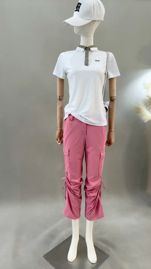 Women's Slim-Fit Quick-Dry Golf Polo Shirt and Cargo Pants Set 1 Women's Slim-Fit Quick-Dry Golf Polo Shirt and Cargo Pants Set