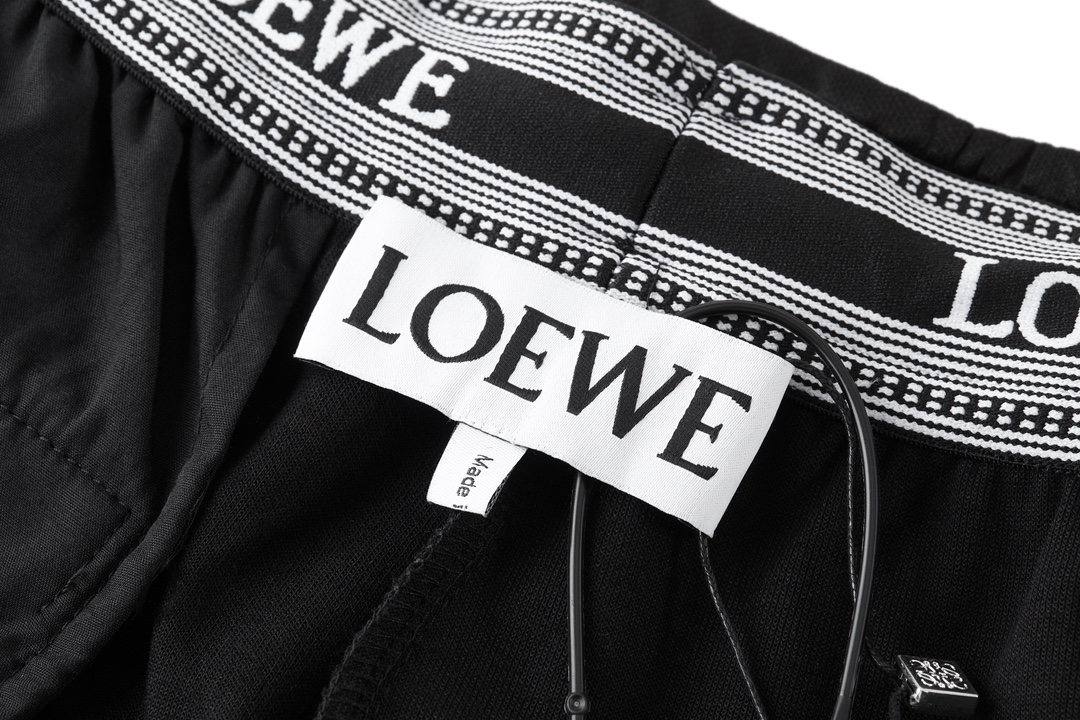 Loewe Embroidered Waistband Black Casual Pants - High-Density Fabric 3 i1726140208 4560 1