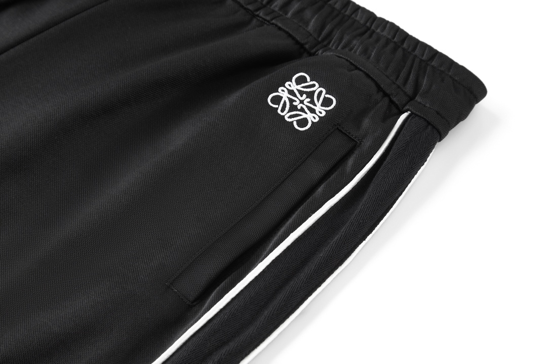 Loewe Embroidered Waistband Black Casual Pants - High-Density Fabric 6 i1726140208 5914 0