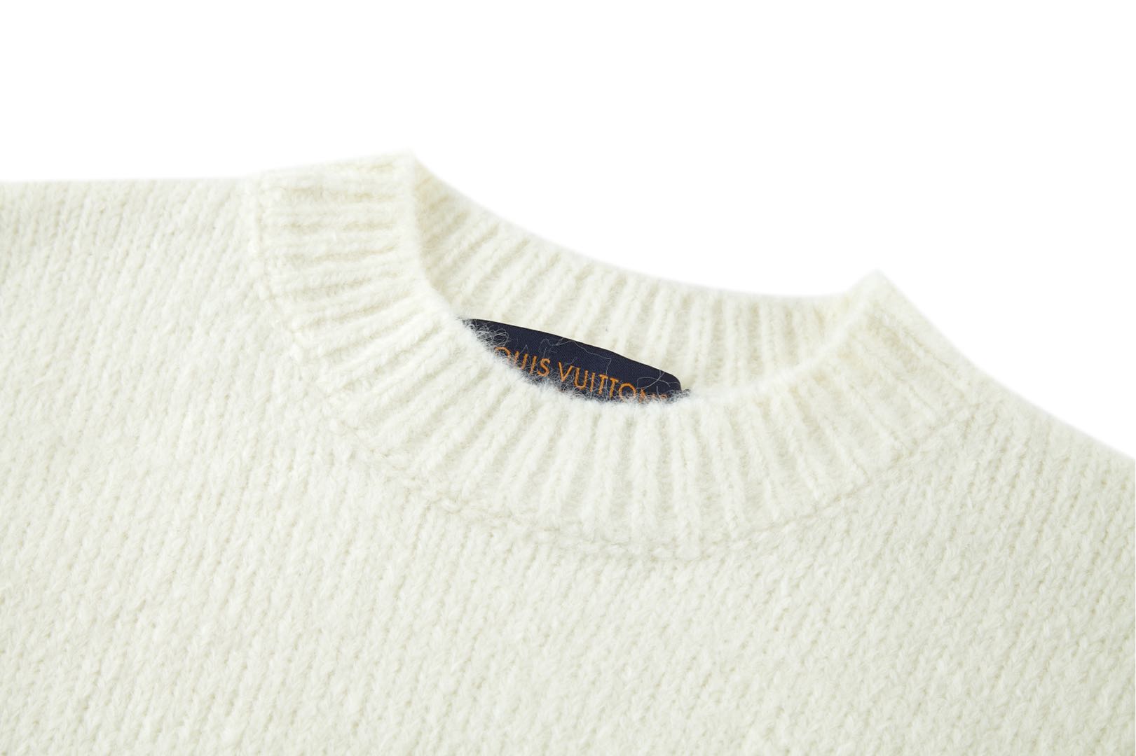Louis Vuitton White Wool-Blend Sweater with Mirror Intarsia Logo, Elegant Style 10 i1735816673474 2684 0 8