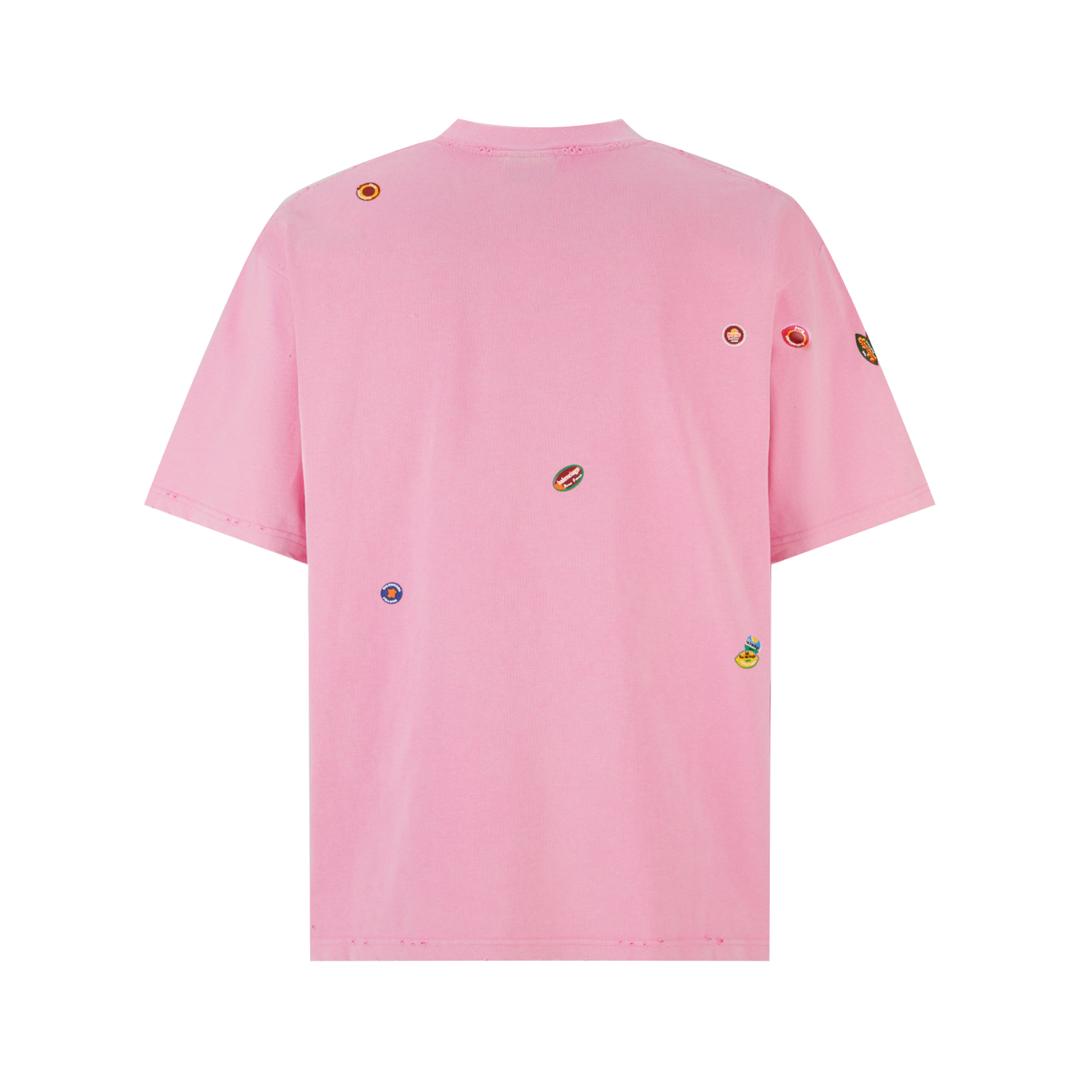  。BLCG 巴黎卡通印花做旧短袖
面料：采用21支巴黎棉 该款面料采用巴黎专用面料为原版定织，棉料采用