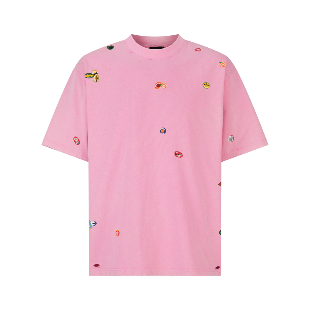  。BLCG 巴黎卡通印花做旧短袖
面料：采用21支巴黎棉 该款面料采用巴黎专用面料为原版定织，棉料采用