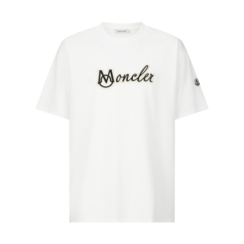 Moncler Embroidered Logo Cotton T-Shirt Short Sleeve Crew Neck Tee 1 Moncler Embroidered Logo Cotton T-Shirt Short Sleeve Crew Neck Tee