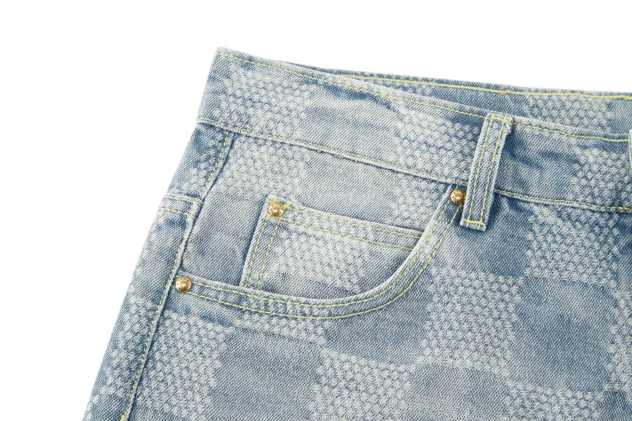 Louis Vuitton Damier Jacquard Straight-Leg Jeans in Light Blue Wash 3 i1752671686449 7827 0 9