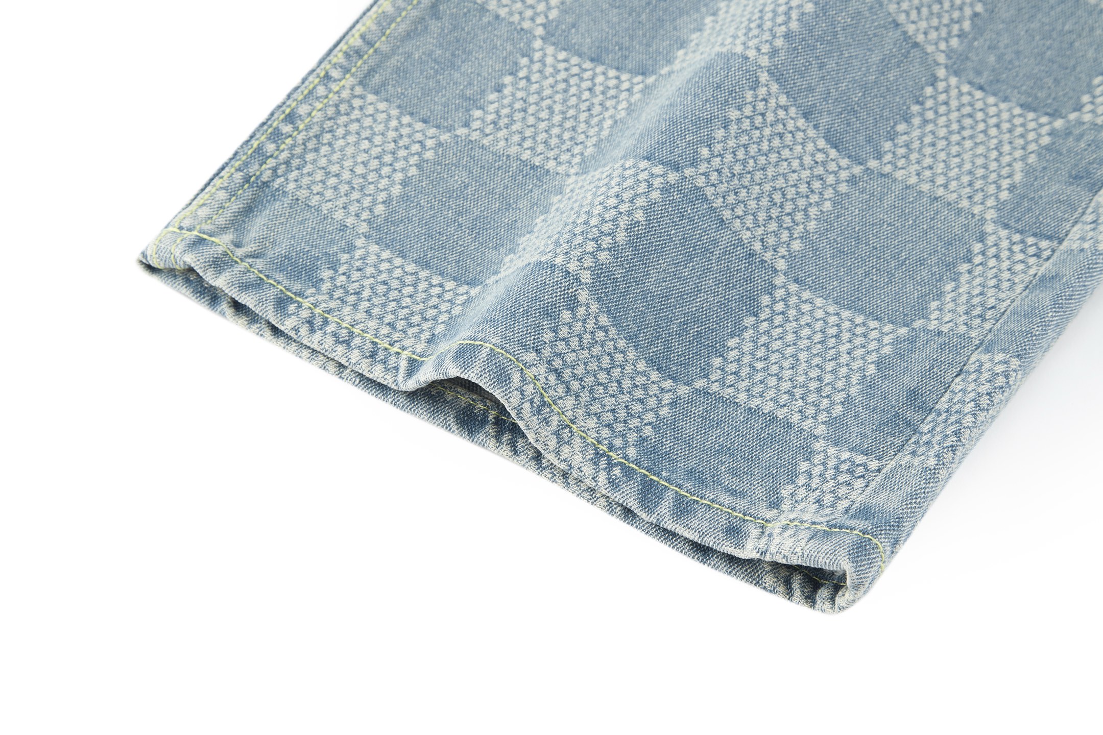 Louis Vuitton Damier Jacquard Straight-Leg Jeans in Light Blue Wash 9 i1752671696660 2 0 8
