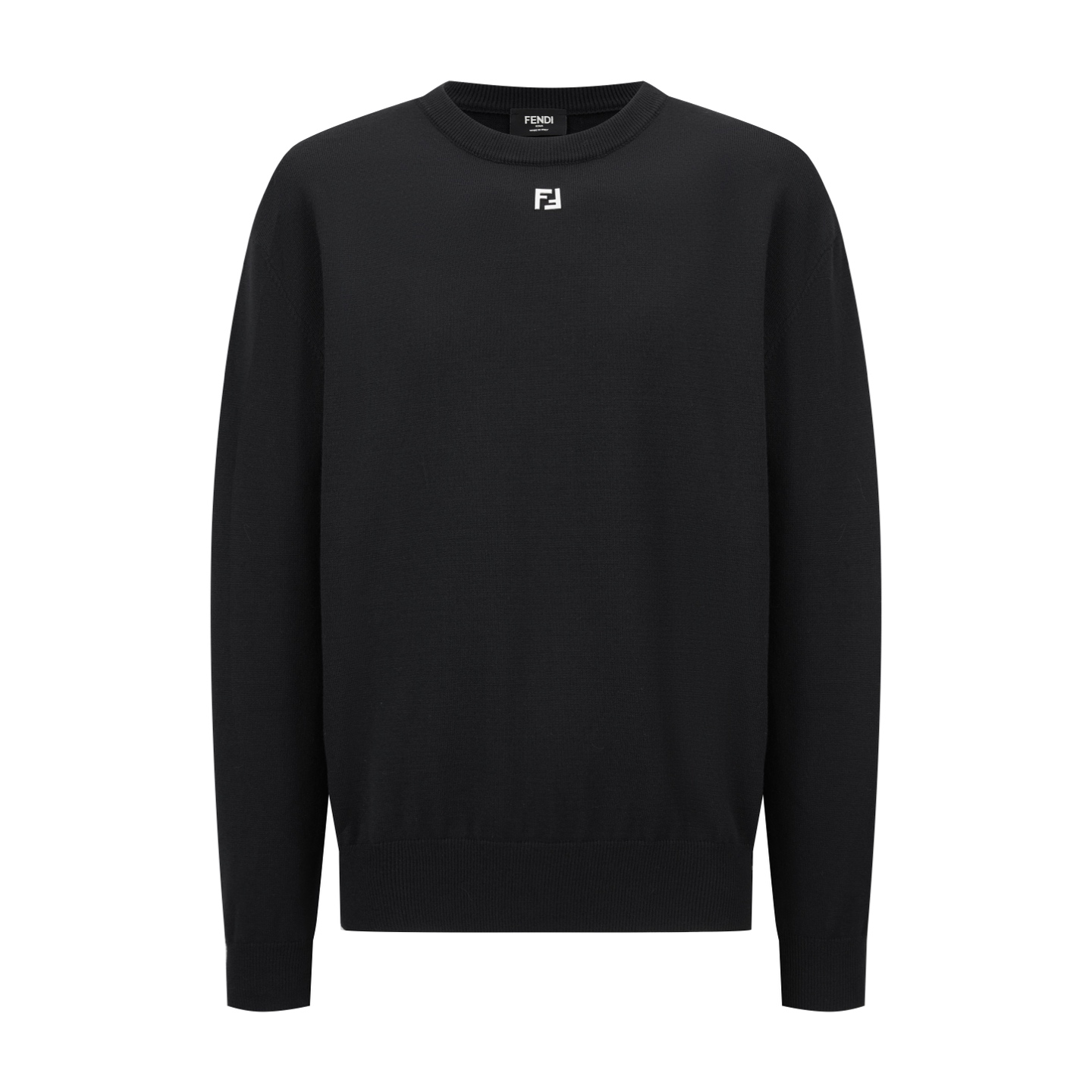 。FENDI 双F烫标打底针织衫
面料：采用羊毛混纺棉纱材料，成份分别为25羊毛，75棉，该款做为秋冬打