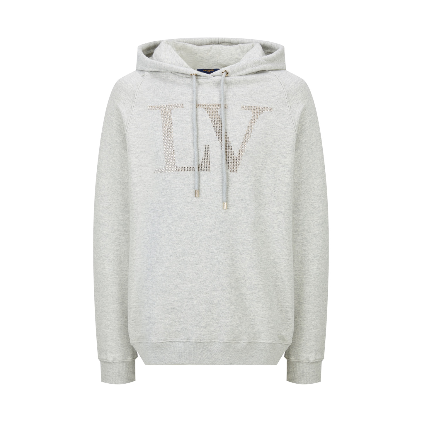 。LOUIS VUITTON 莱茵石烫钻圆领帽衫卫衣
面料：380克混纱毛圈面料，面料原版定染定织底部多