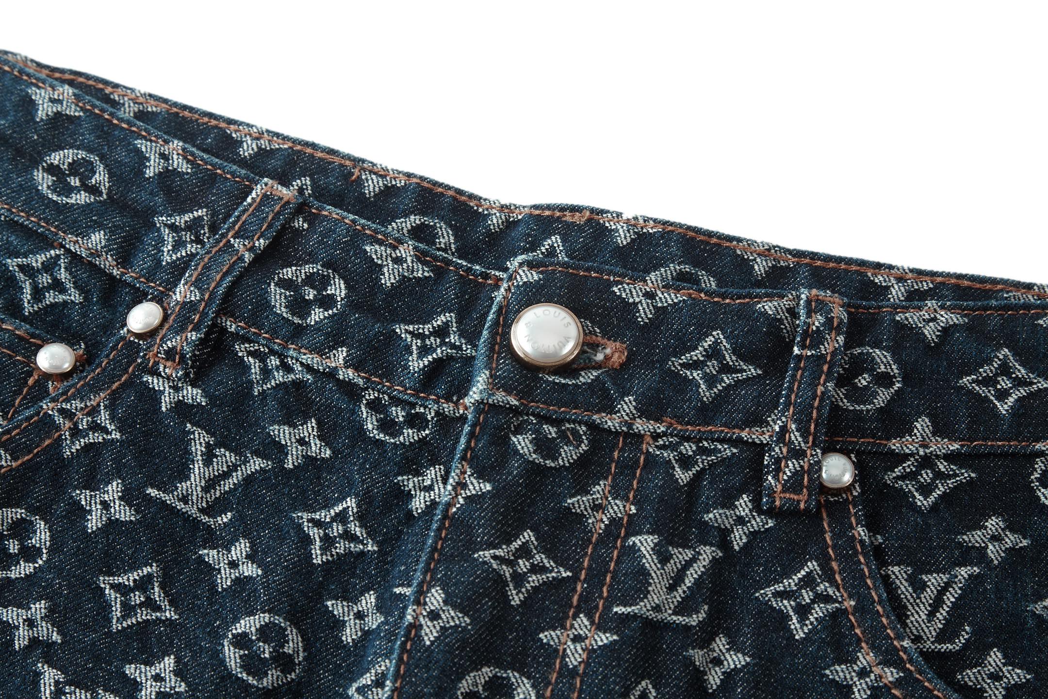 Louis Vuitton Monogram Jacquard Denim Pants, Relaxed Fit, Blue 8 i1754460686334 2479 0 6