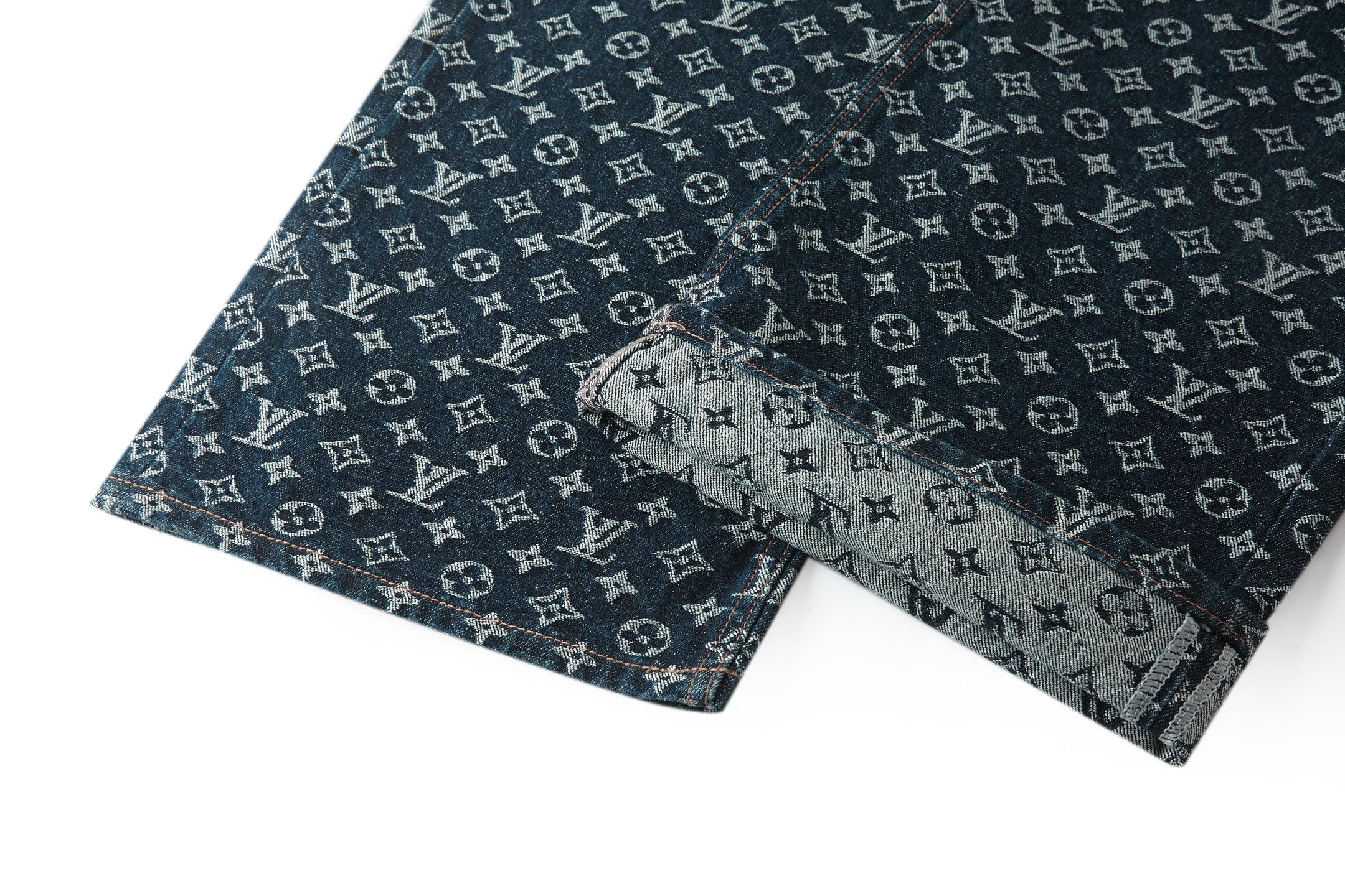 Louis Vuitton Monogram Jacquard Denim Pants, Relaxed Fit, Blue 7 i1754460686334 9789 0 5