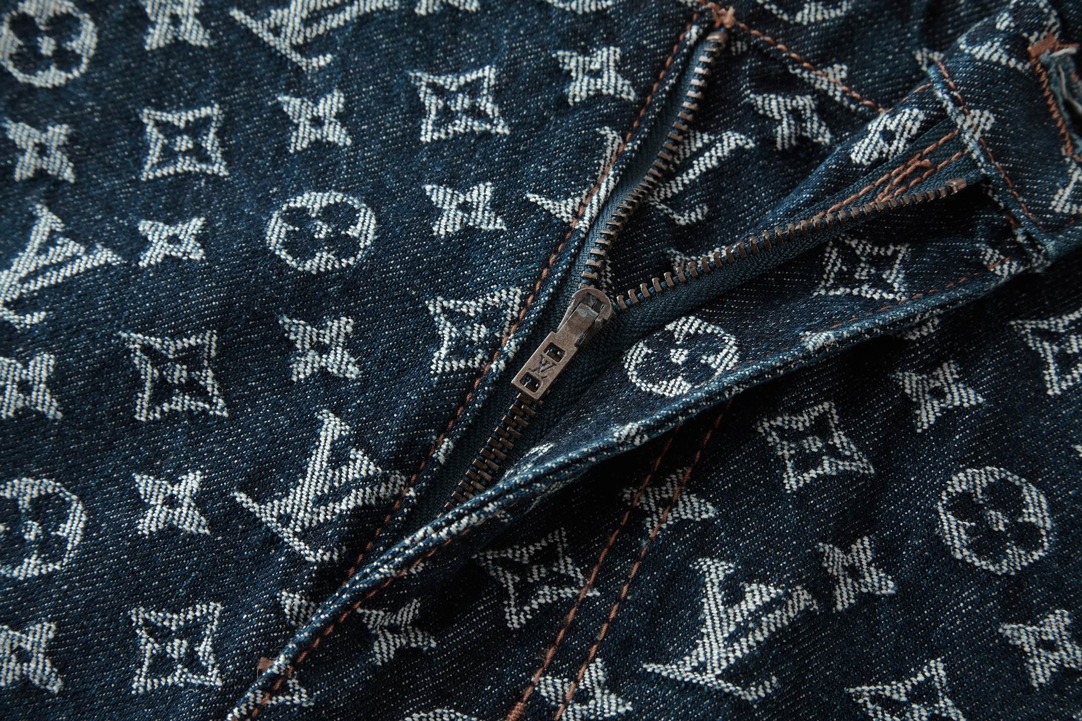 Louis Vuitton Monogram Jacquard Denim Pants, Relaxed Fit, Blue 10 i1754460686353 6705 0 8