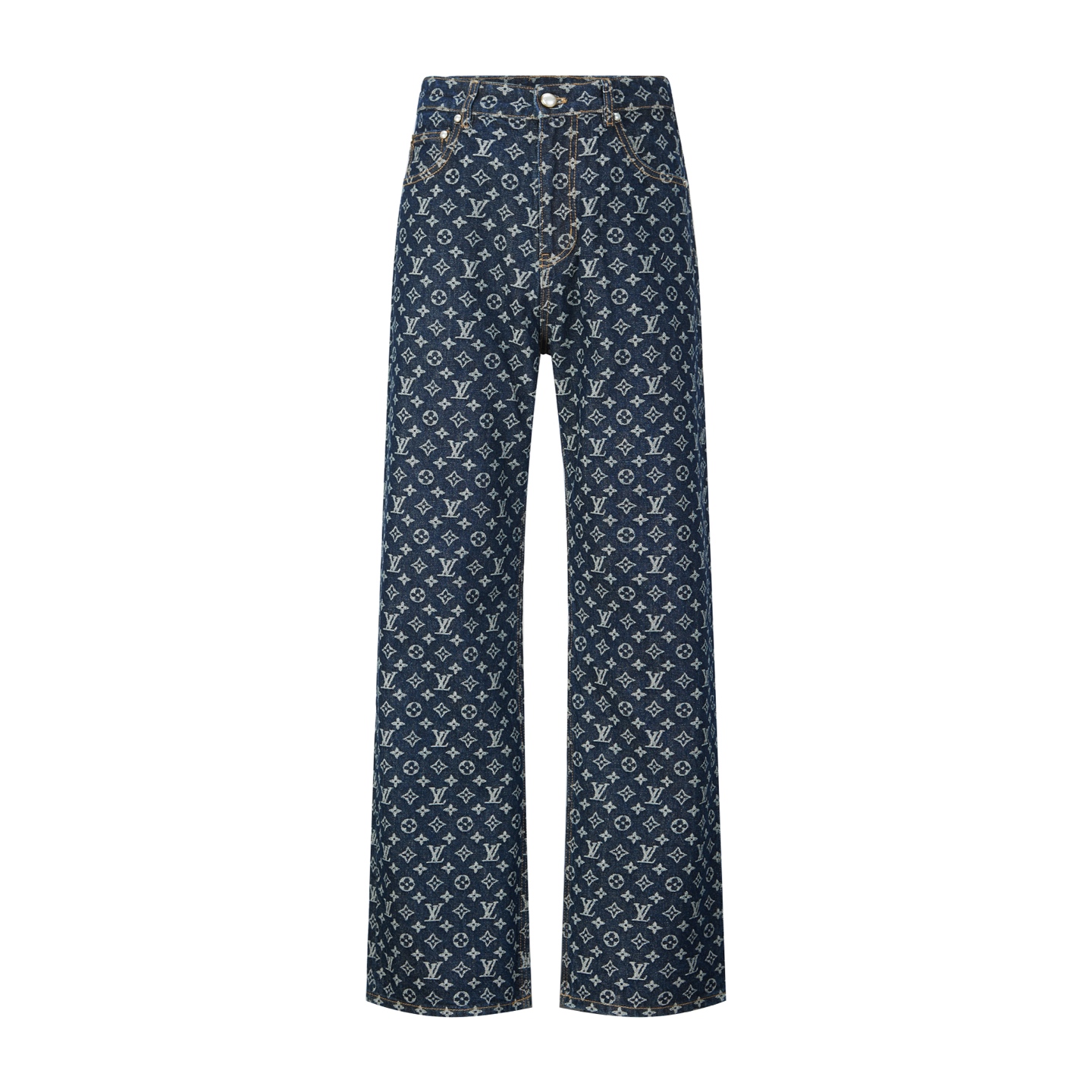 Louis Vuitton Monogram Jacquard Denim Pants, Relaxed Fit, Blue 2 i1754460688003 3030 0 0