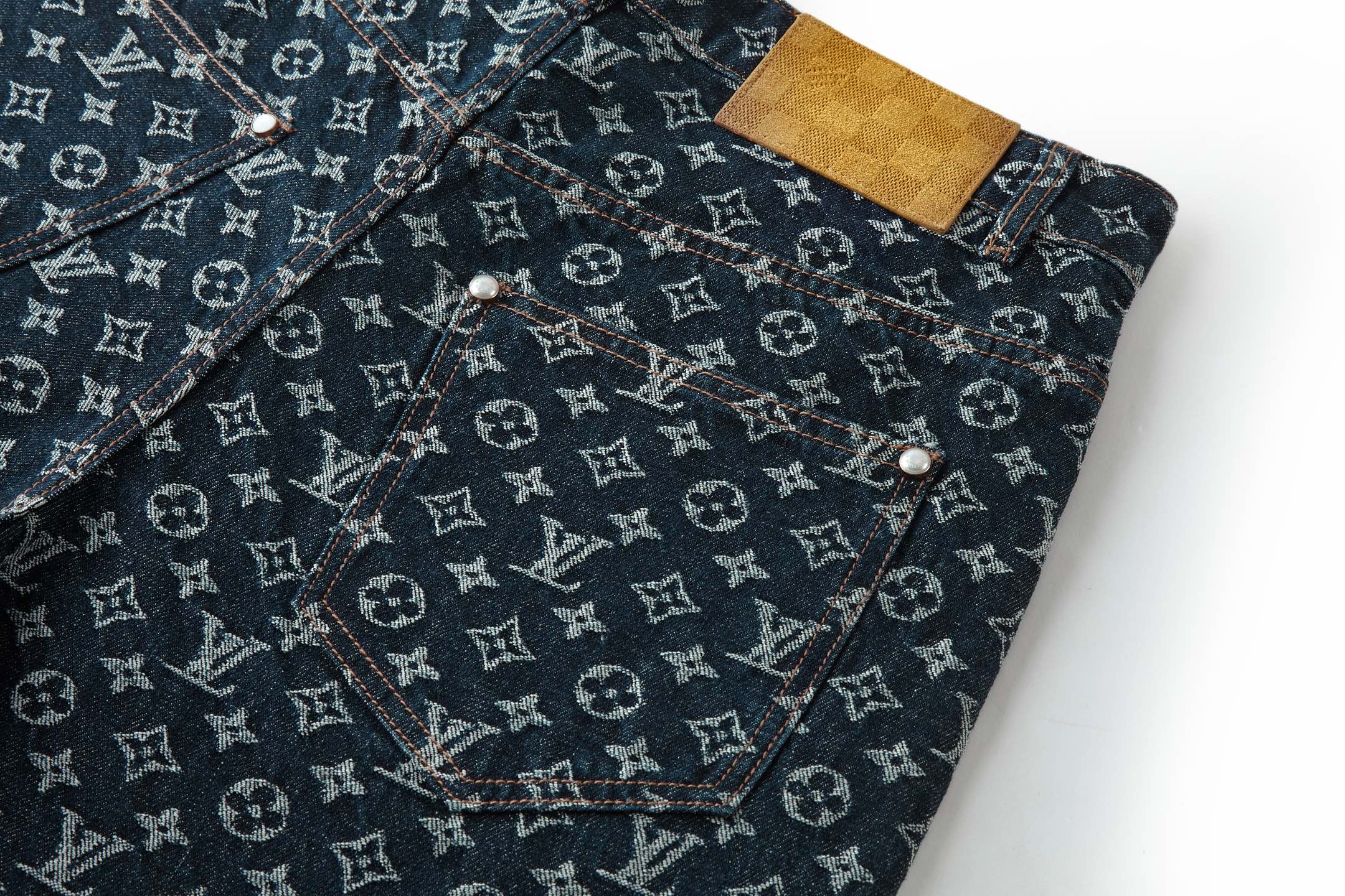 Louis Vuitton Monogram Jacquard Denim Pants, Relaxed Fit, Blue 5 i1754460688176 2995 0 3