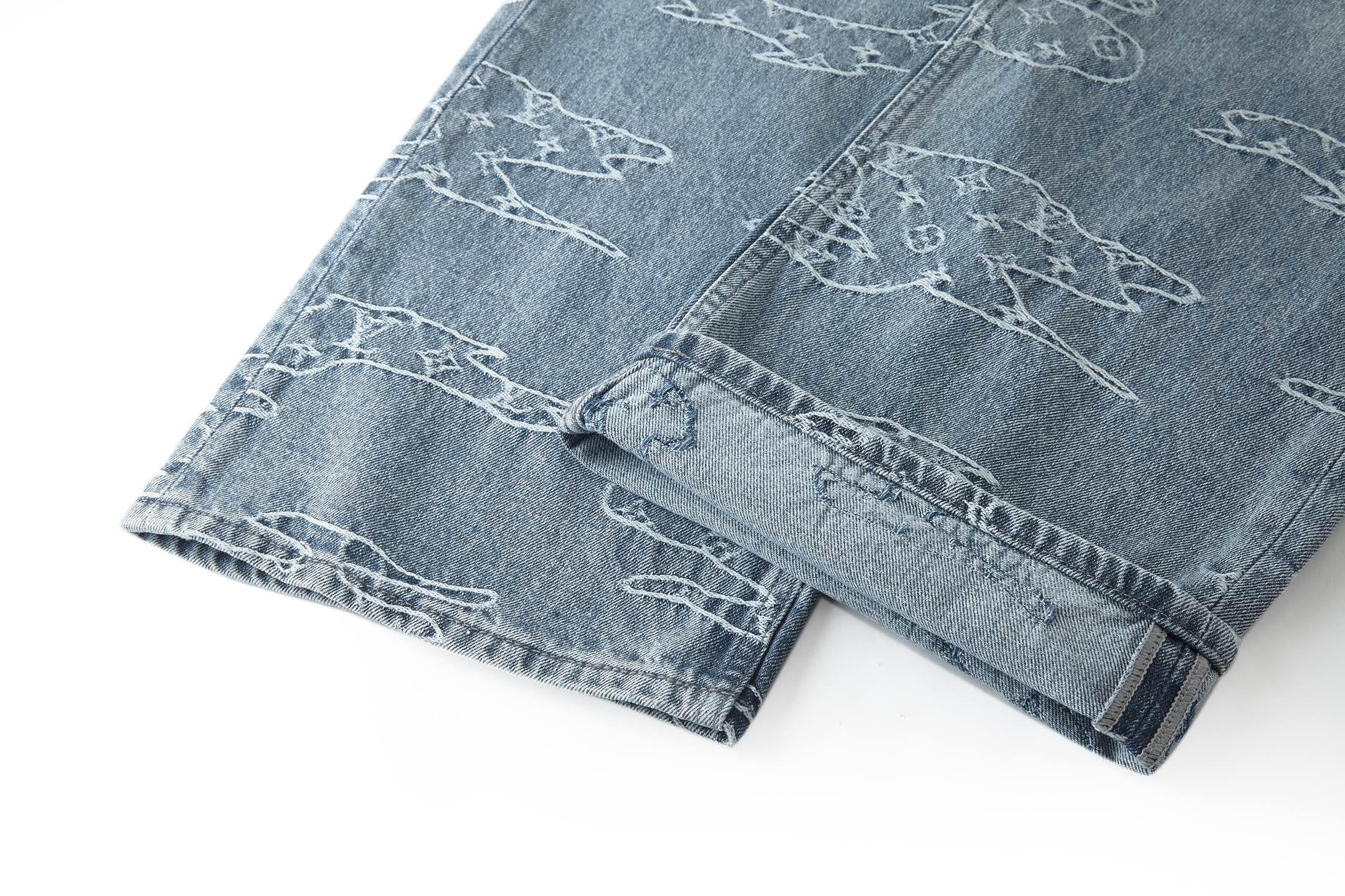 Louis Vuitton Cloud-Patterned Embroidered Denim Pants - Washed Blue, Wide Leg 7 i1754460704129 6676 0 3