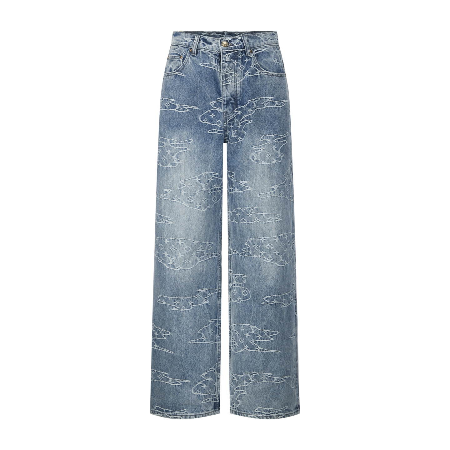 Louis Vuitton Cloud-Patterned Embroidered Denim Pants - Washed Blue, Wide Leg 2 i1754460705196 7473 0 0