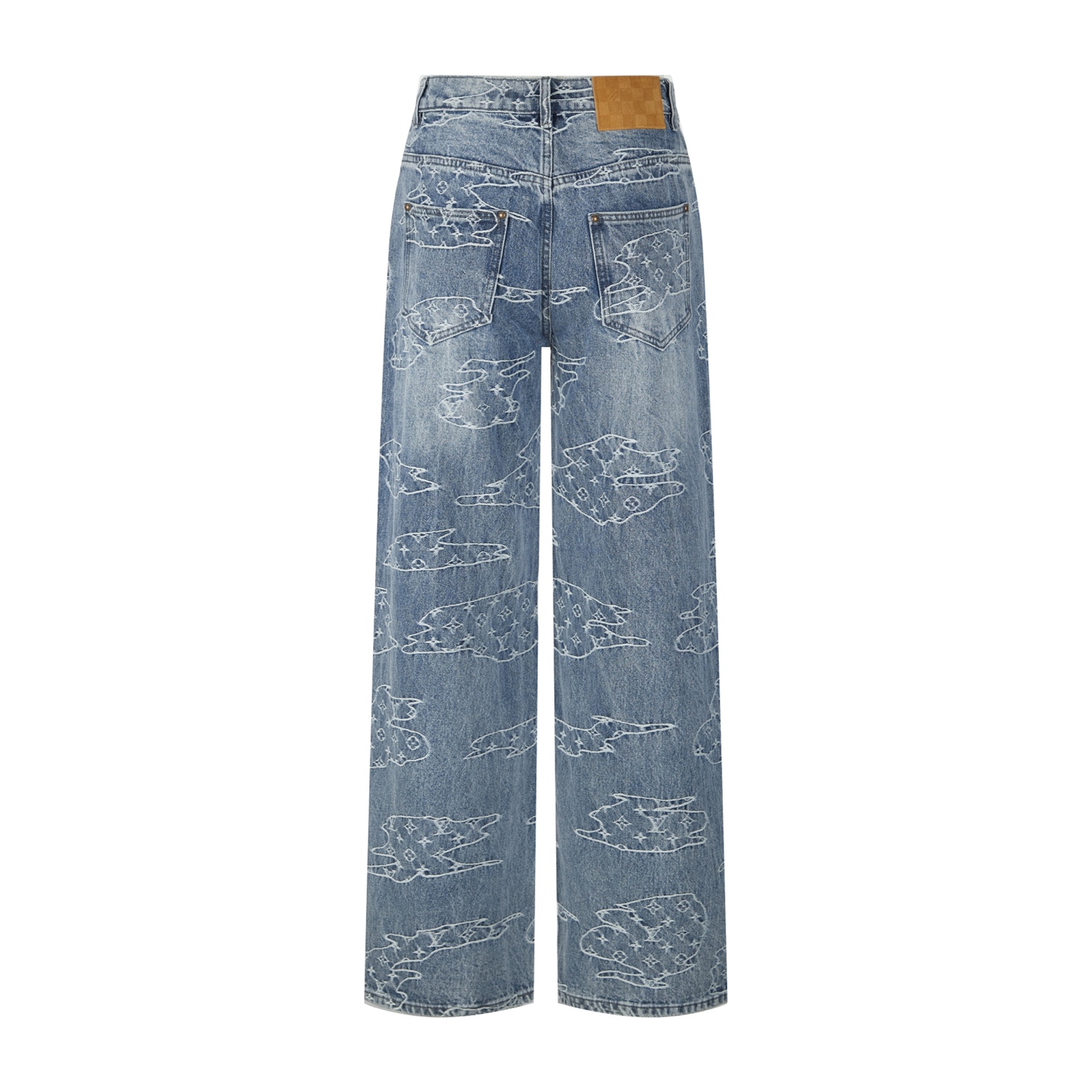 Louis Vuitton Cloud-Patterned Embroidered Denim Pants - Washed Blue, Wide Leg 3 i1754460705202 1692 0 1