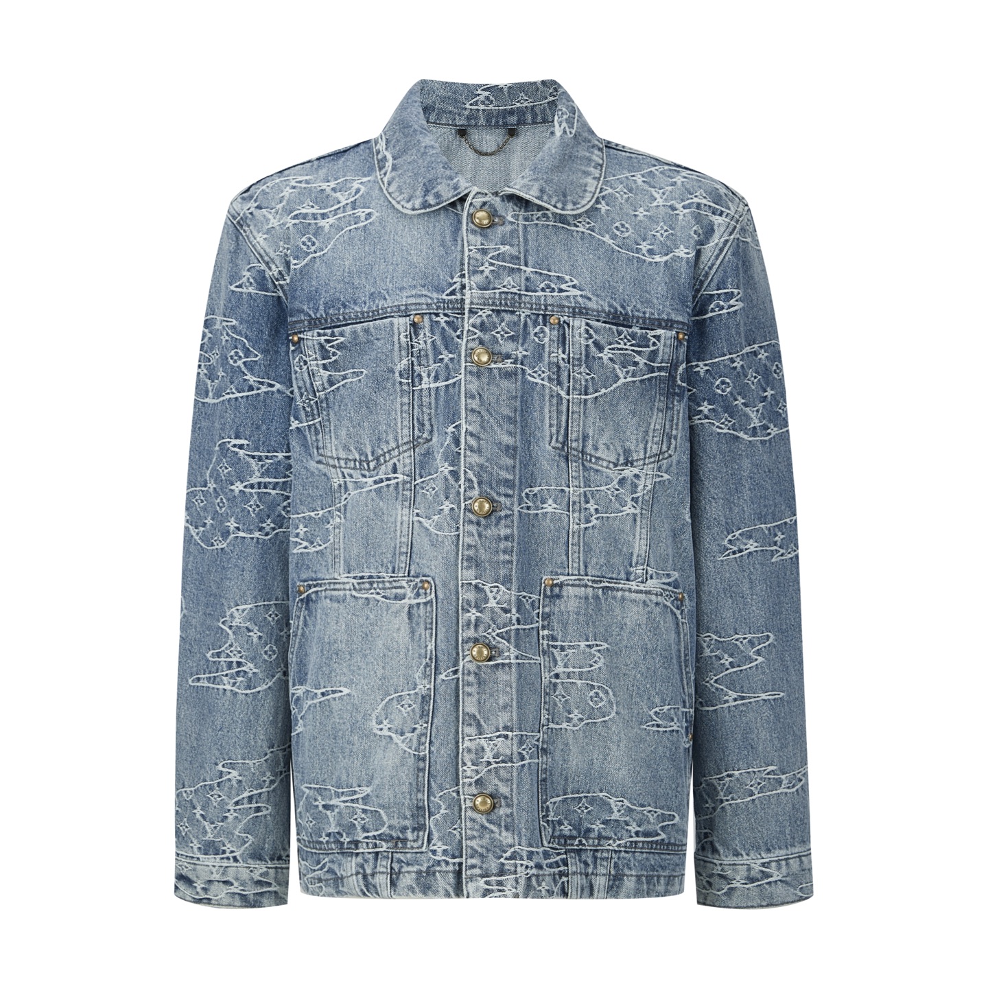 Louis Vuitton Distressed Denim Jacket with Cloud Embroidery - Light Blue 2 i1754460761650 718 0 0