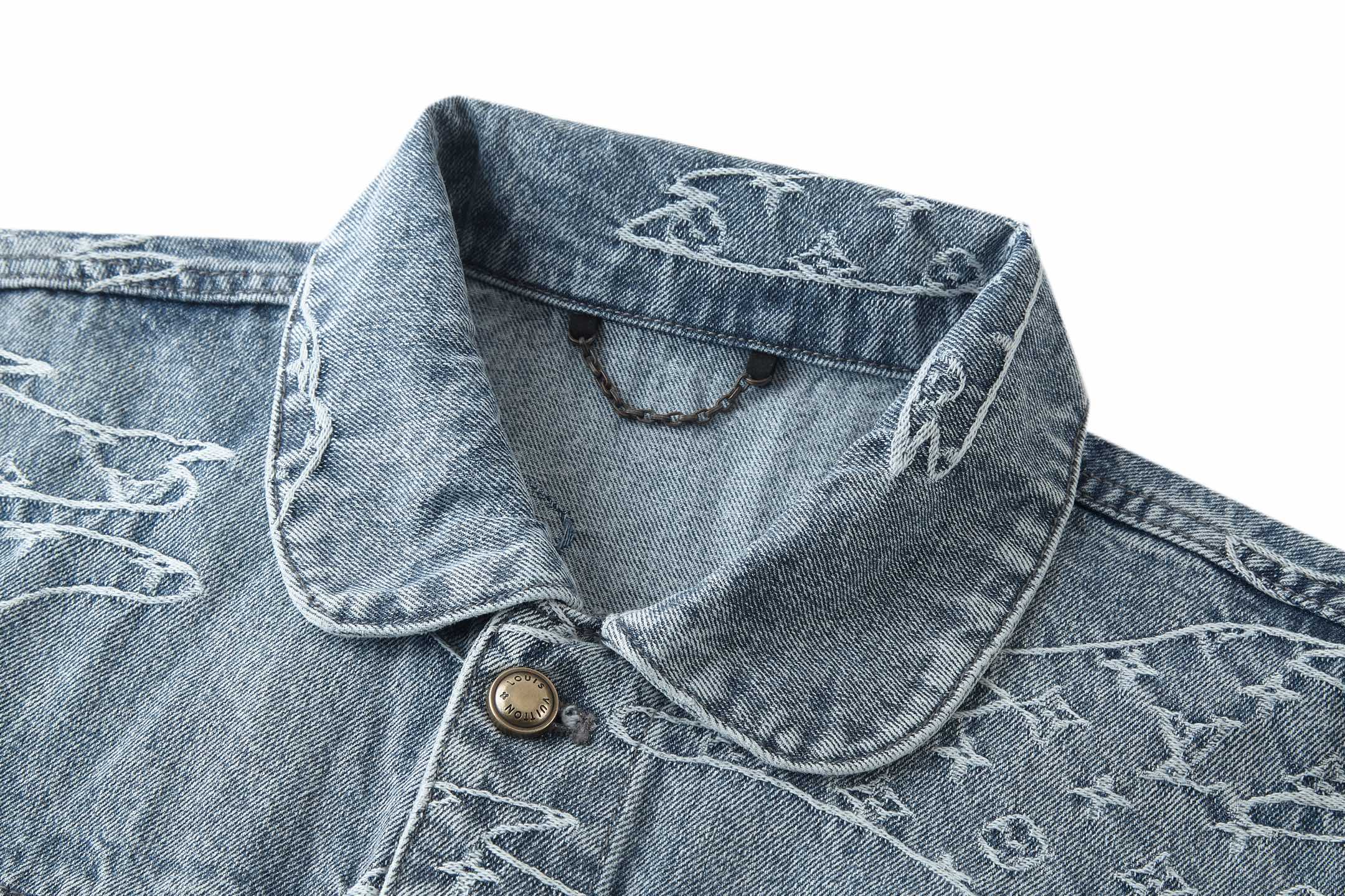 Louis Vuitton Distressed Denim Jacket with Cloud Embroidery - Light Blue 4 i1754460761760 582 0 2
